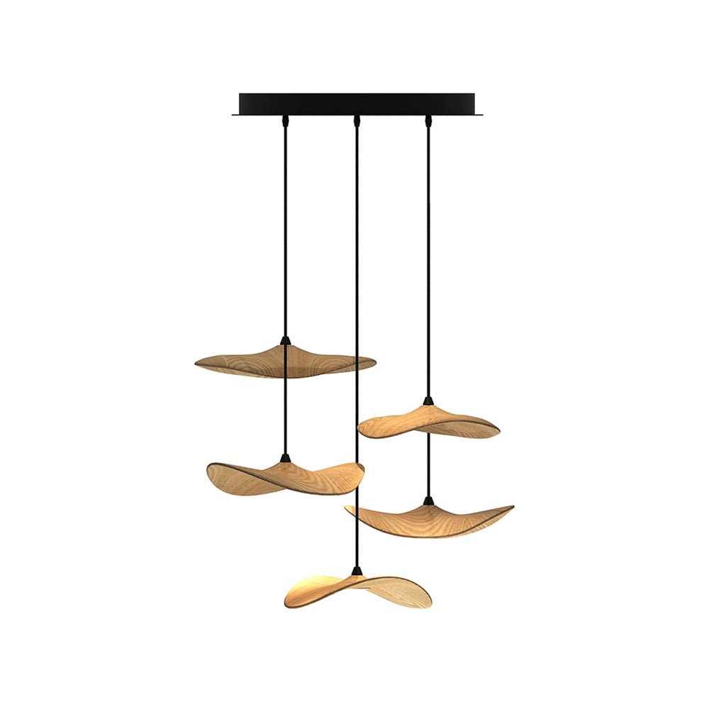 Abbott Modern Minimalist Empty Leaf Metal Wood Chandelier - Letslighting