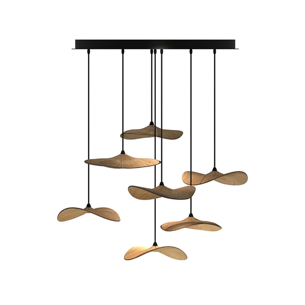 Abbott Modern Minimalist Empty Leaf Metal Wood Chandelier - Letslighting