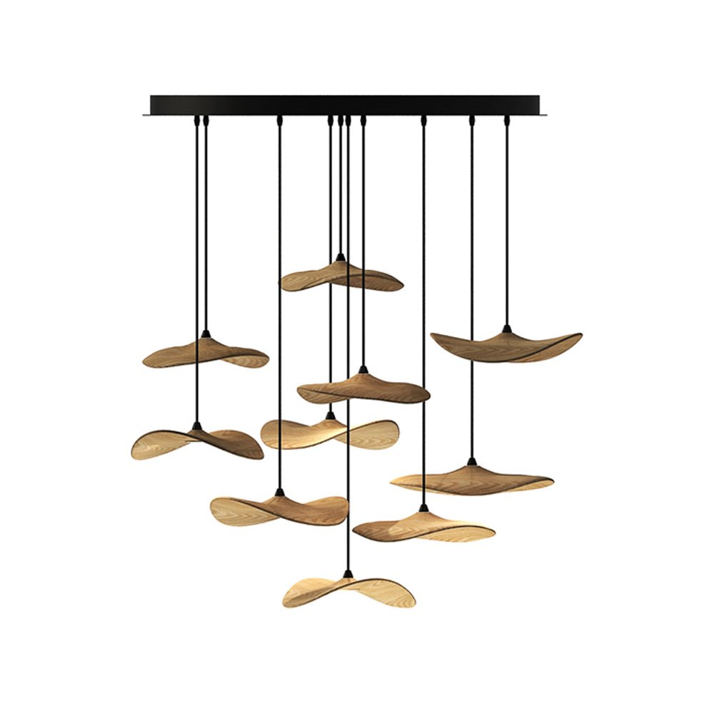 Abbott Modern Minimalist Empty Leaf Metal Wood Chandelier - Letslighting
