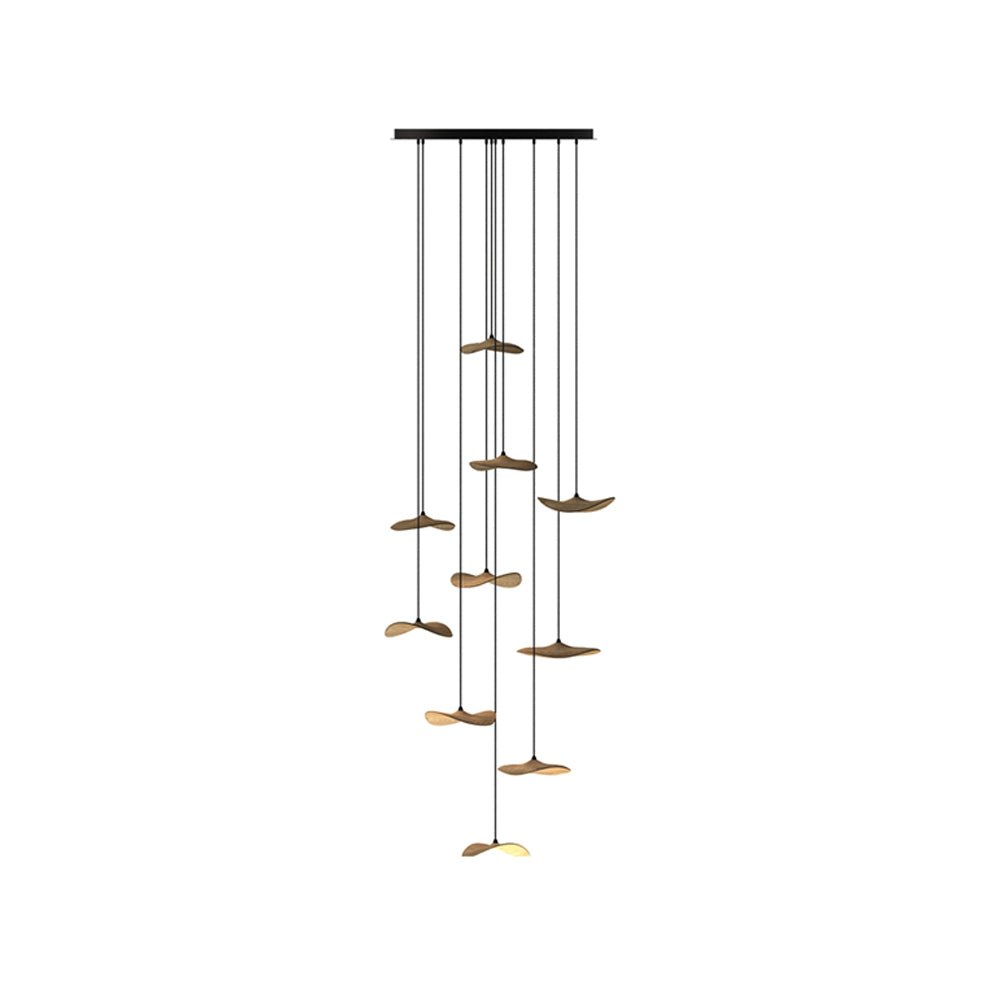 Abbott Modern Minimalist Empty Leaf Metal Wood Chandelier - Letslighting