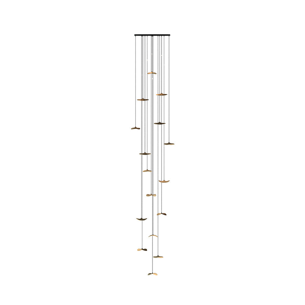 Abbott Modern Minimalist Empty Leaf Metal Wood Chandelier - Letslighting