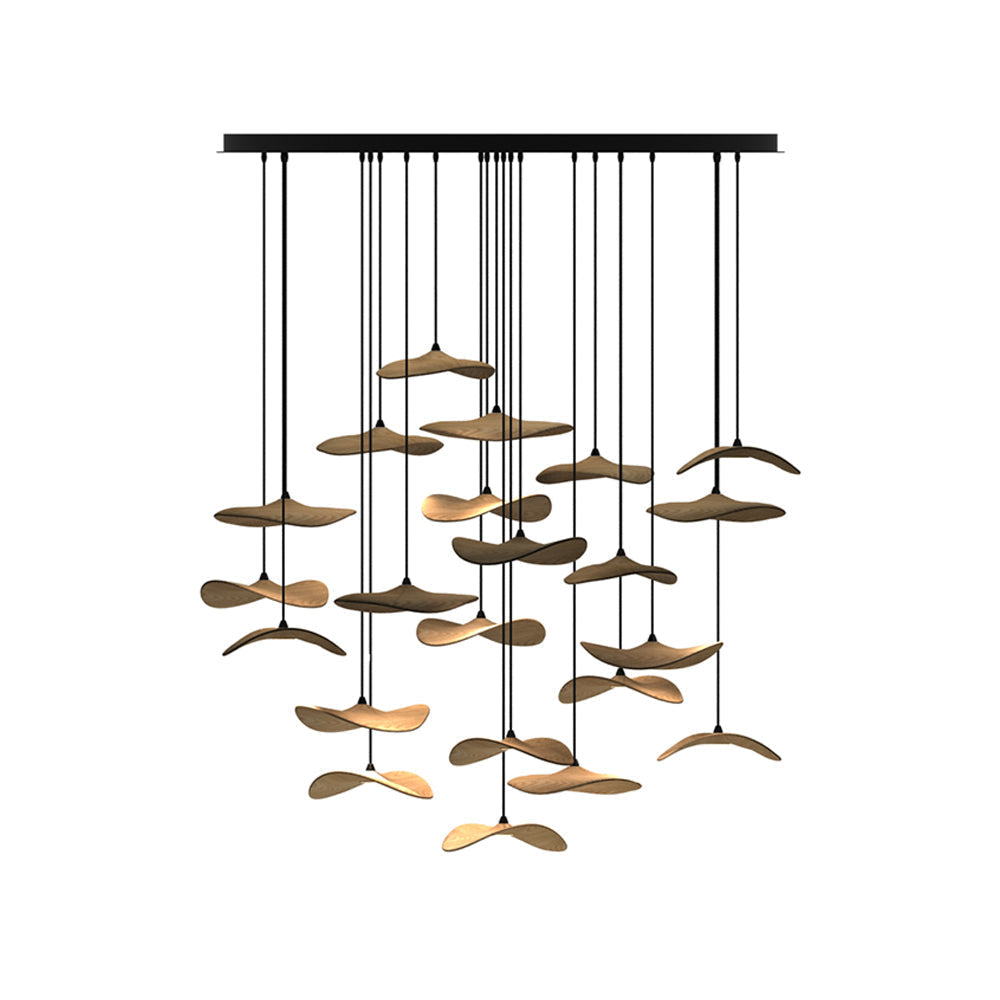Abbott Modern Minimalist Empty Leaf Metal Wood Chandelier - Letslighting