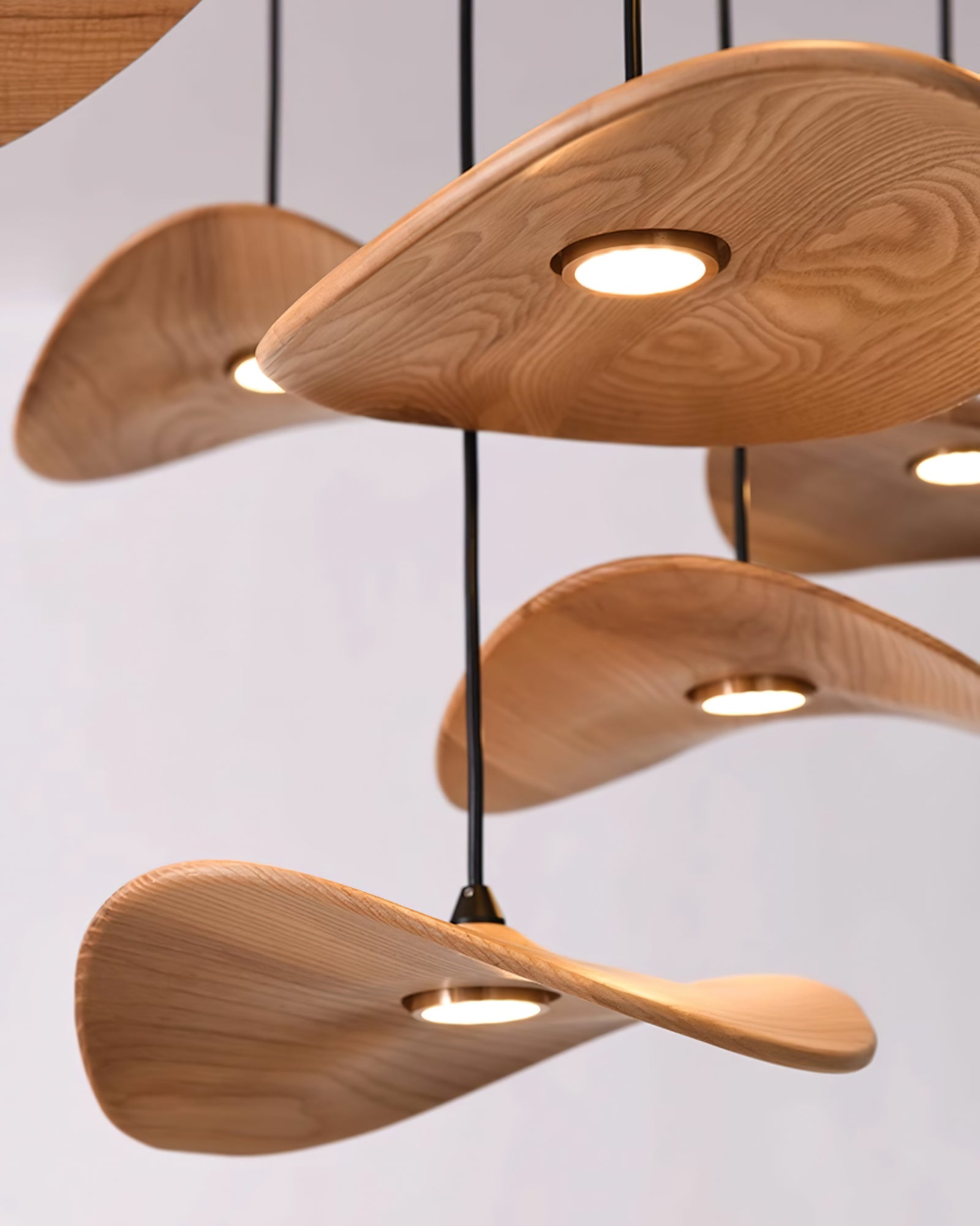 Abbott Modern Minimalist Empty Leaf Metal Wood Chandelier - Letslighting