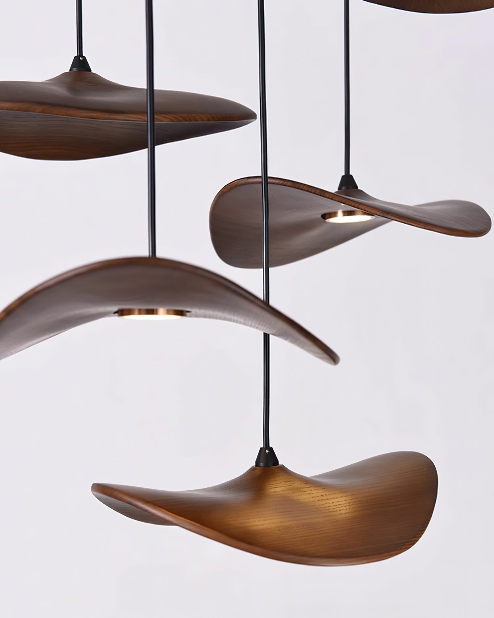 Abbott Modern Minimalist Empty Leaf Metal Wood Chandelier - Letslighting