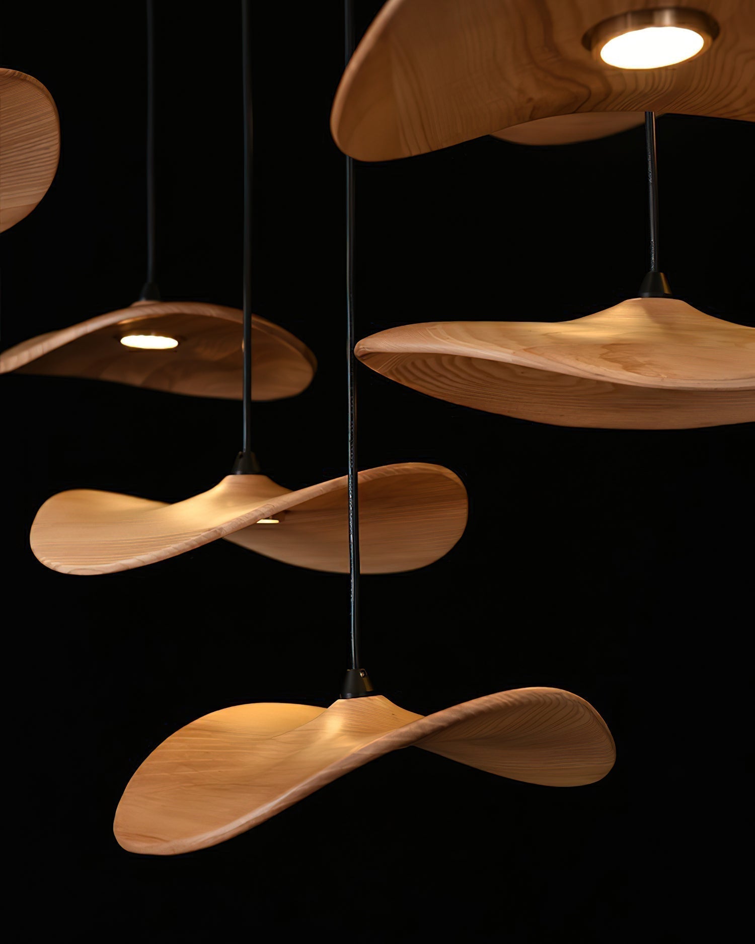 Abbott Modern Minimalist Empty Leaf Metal Wood Chandelier - Letslighting