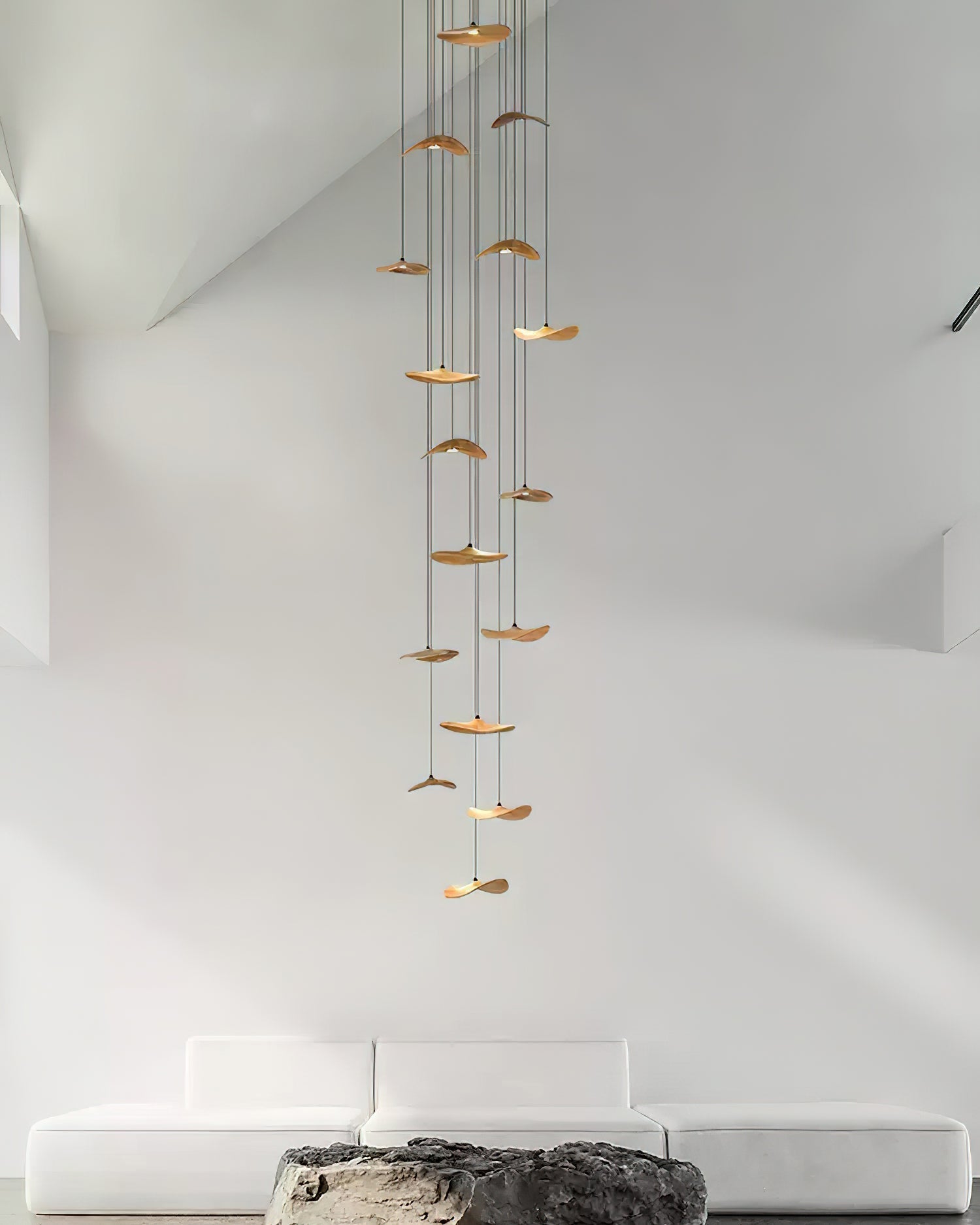 Abbott Modern Minimalist Empty Leaf Metal Wood Chandelier - Letslighting