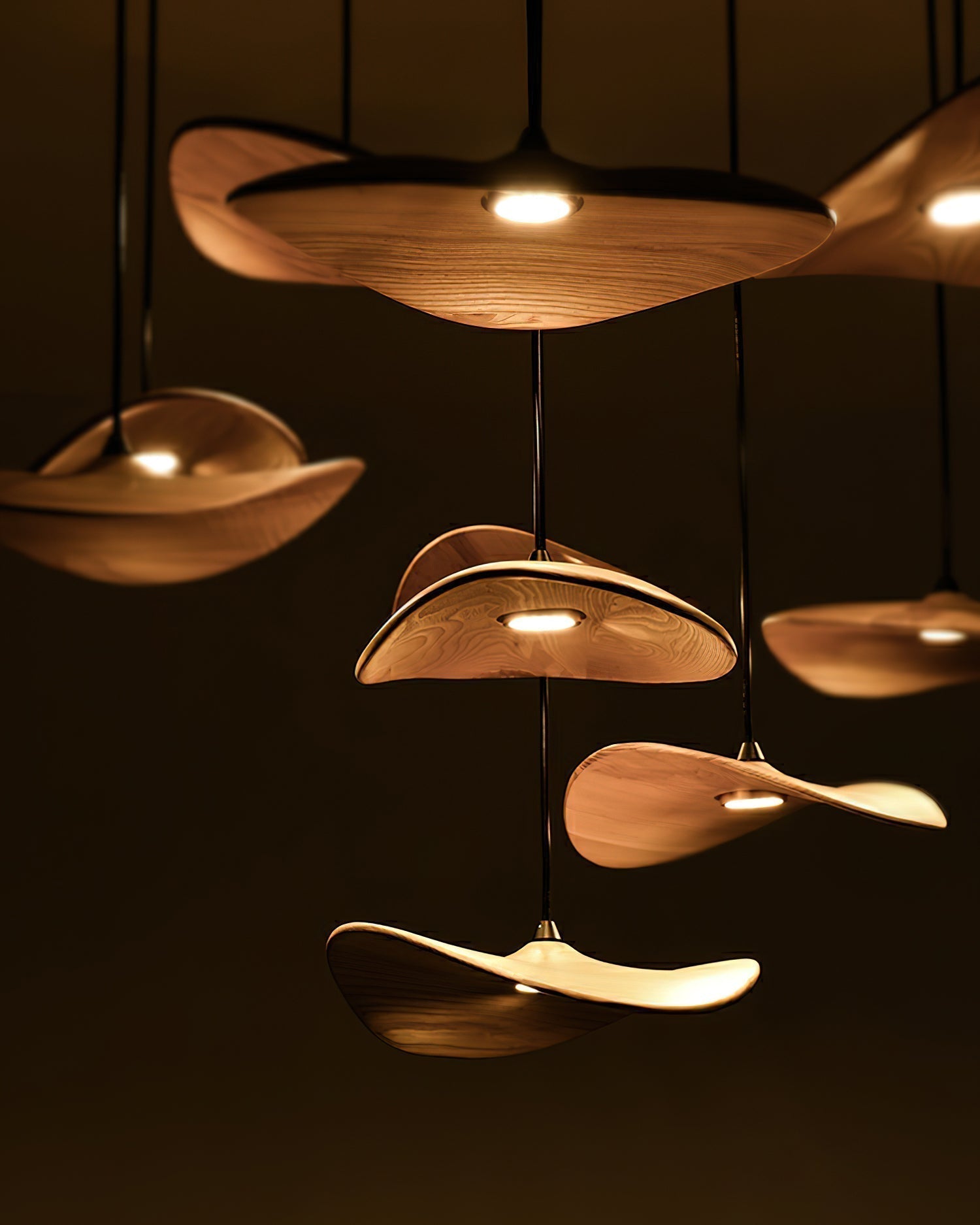 Abbott Modern Minimalist Empty Leaf Metal Wood Chandelier - Letslighting
