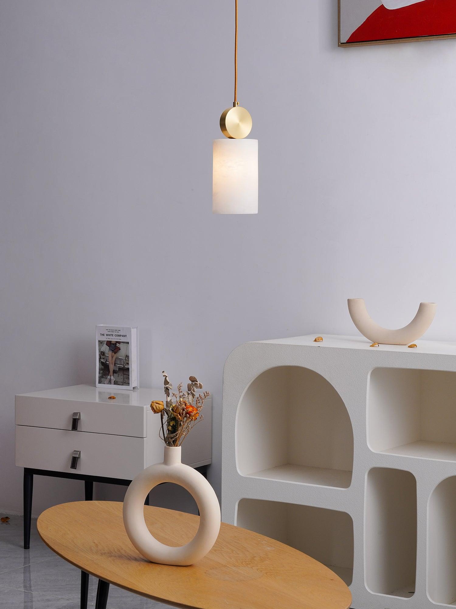 Lyrindis Cylinder Alabaster Pendant Light - Letslighting