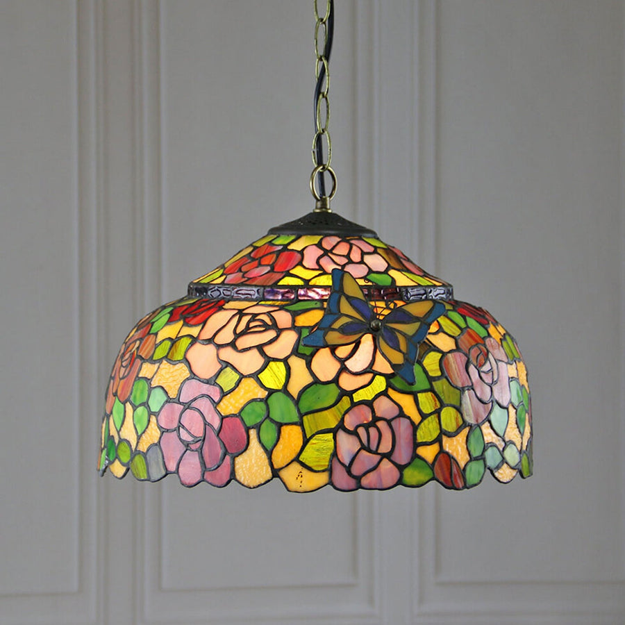 Tiffany Retro Vintage Lámpara Colgante Lujo Diseño Vidrio Salón