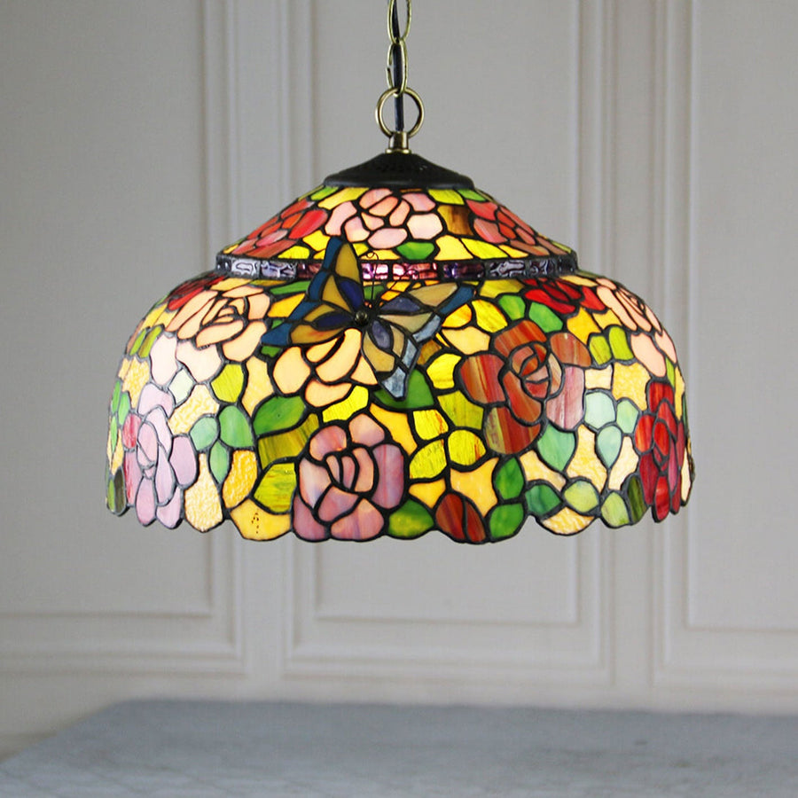 Tiffany Retro Vintage Lámpara Colgante Lujo Diseño Vidrio Salón