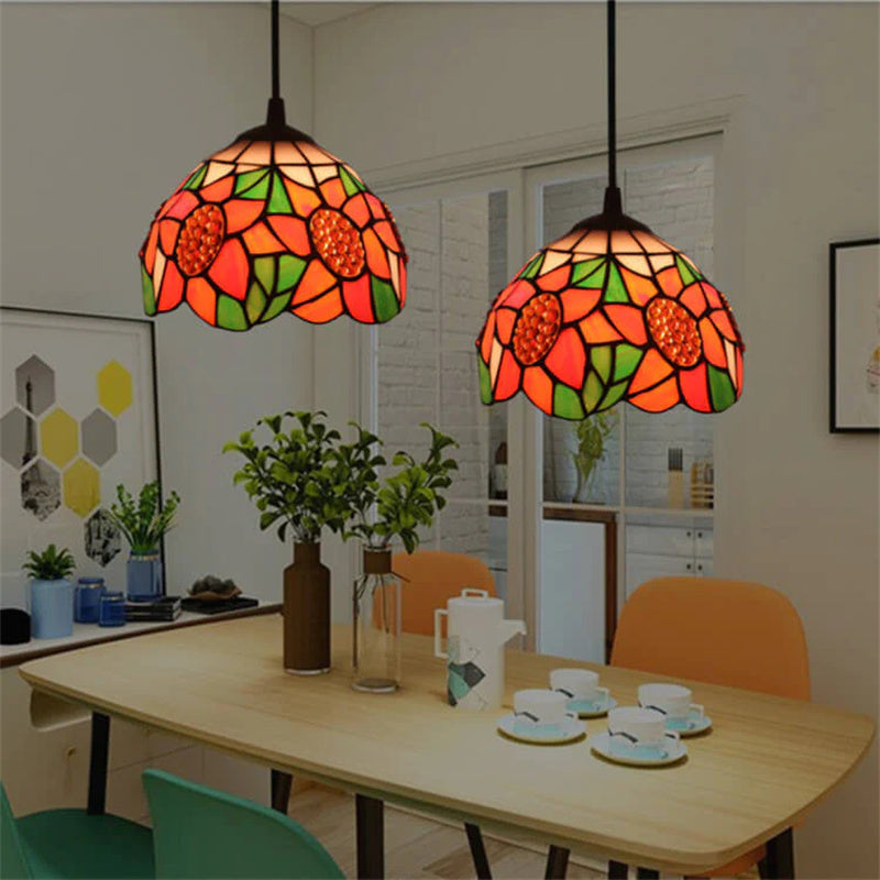 Tiffany Retro LED Lámpara Colgante Multicolor Metal Vidrio Salón