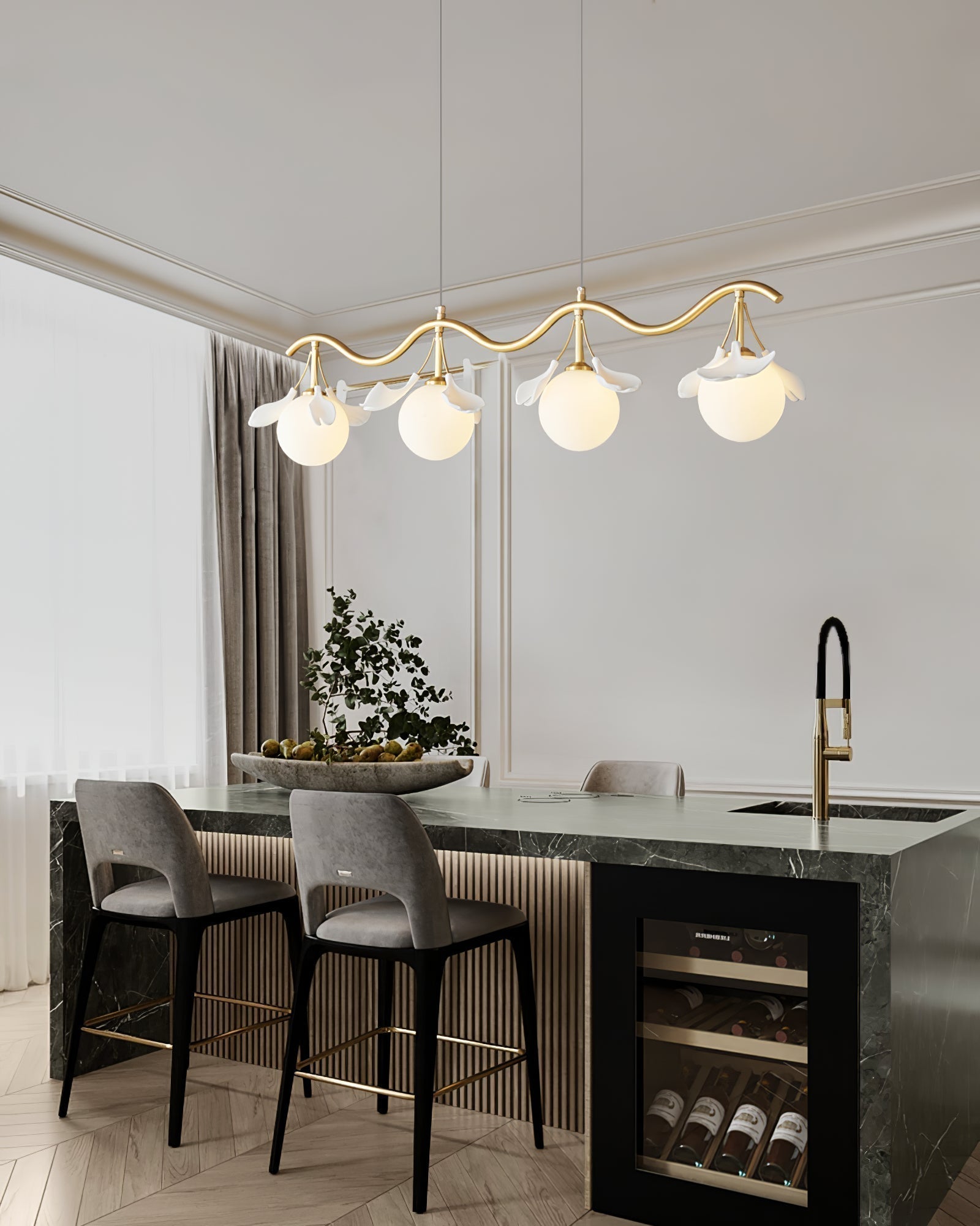Evenielis Floral Brass Chandelier - Letslighting