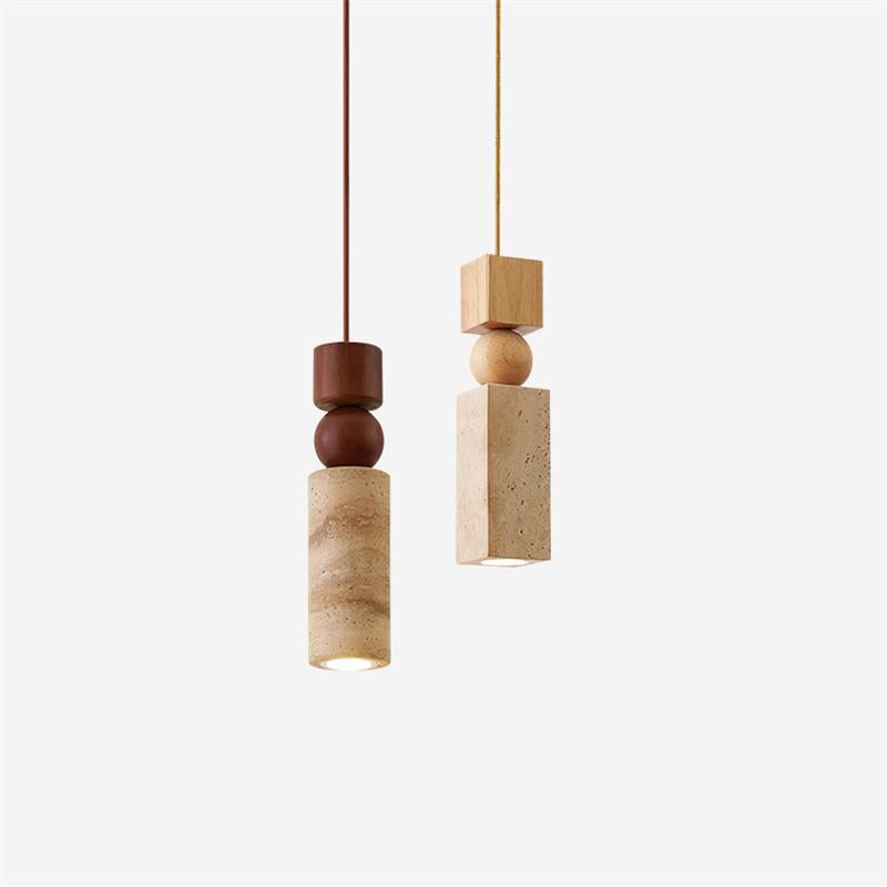 Pendant Light Geometric Wood Travertine Minimalist Nordic Hanging - Letslighting