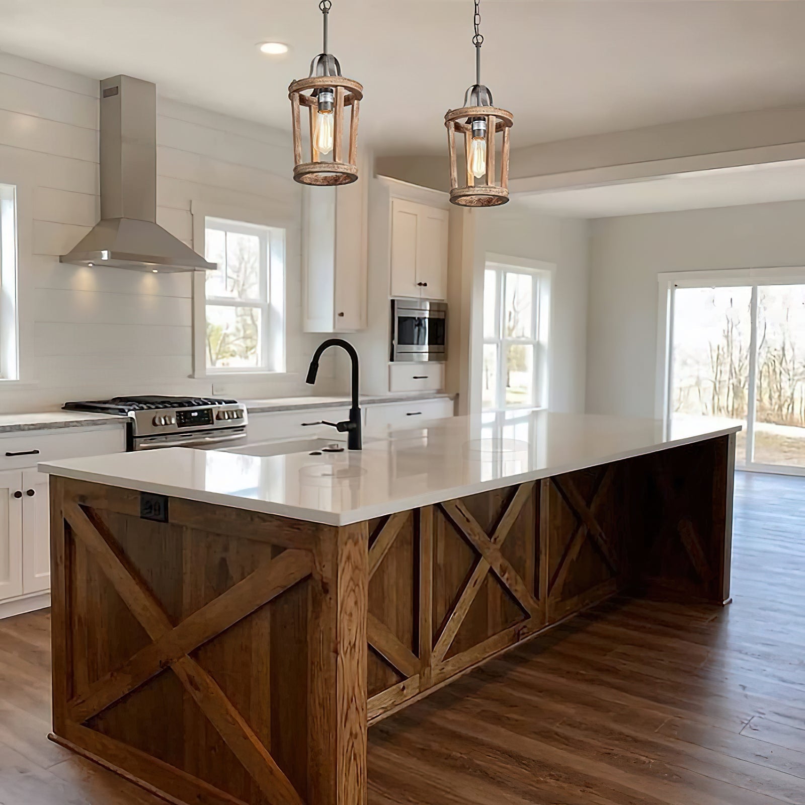 Veraeen Vintage Industrial Wood Metal Pendant Lamp - Lamp Copper