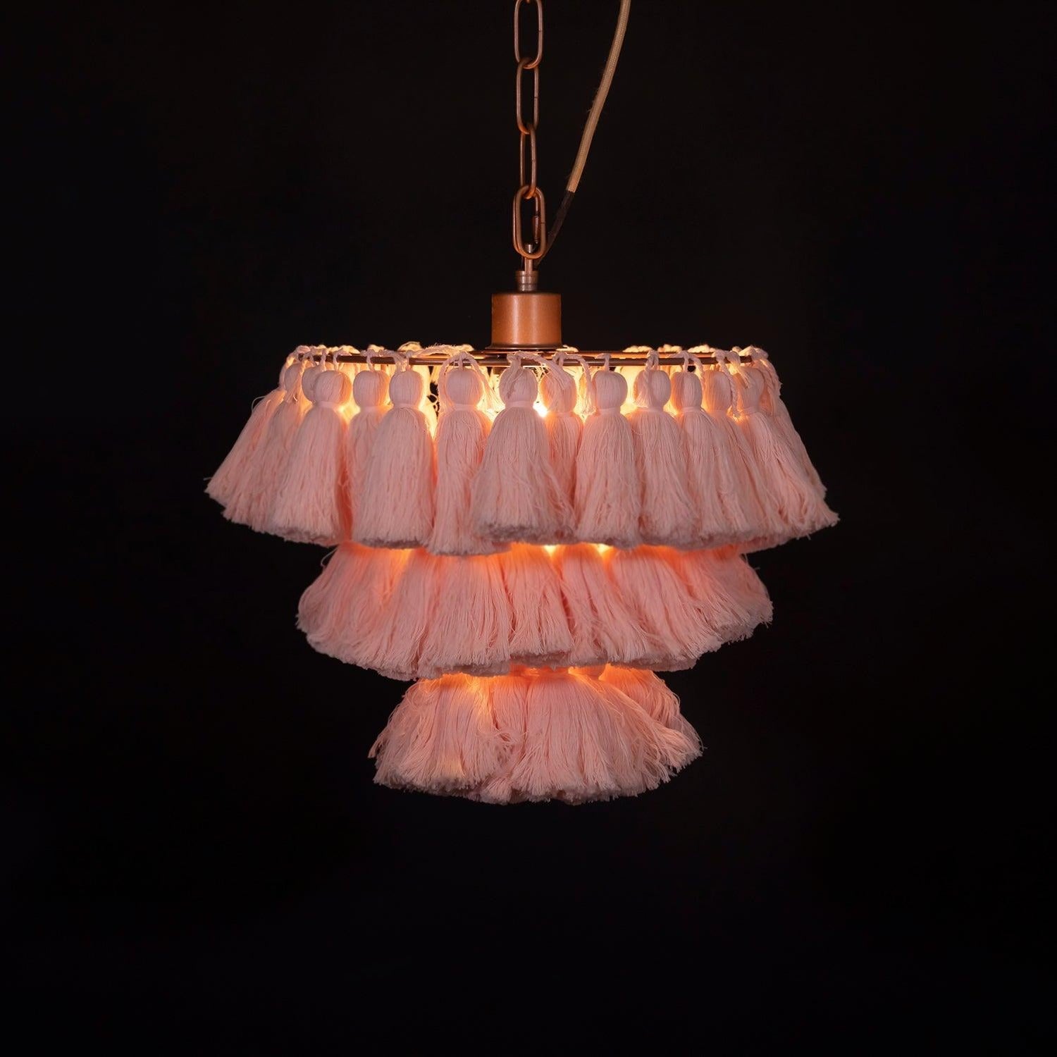 Lustra Chandelier Pink Bohemian Chic Lámpara de Araña Rosa Bohemia Chic