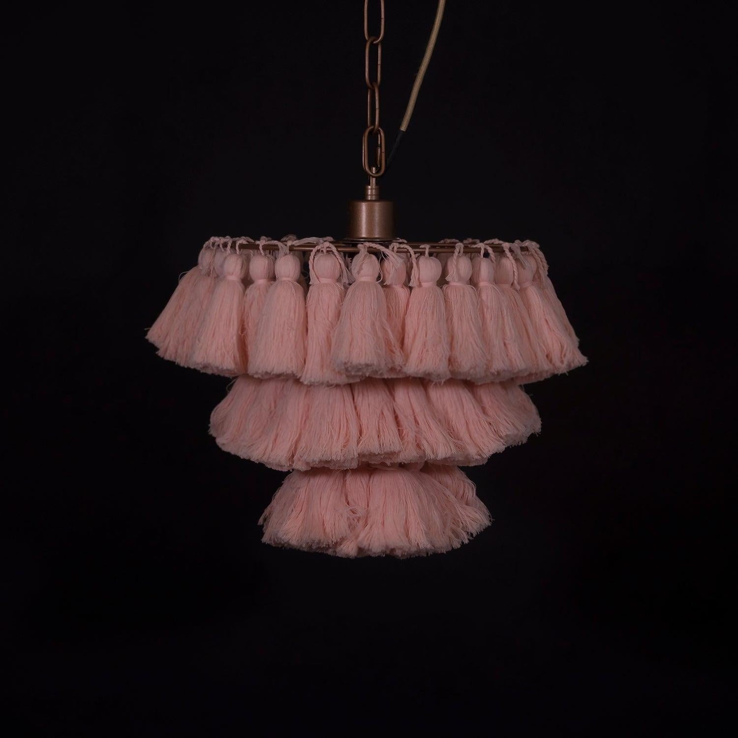 Lustra Chandelier Pink Bohemian Chic Lámpara de Araña Rosa Bohemia Chic