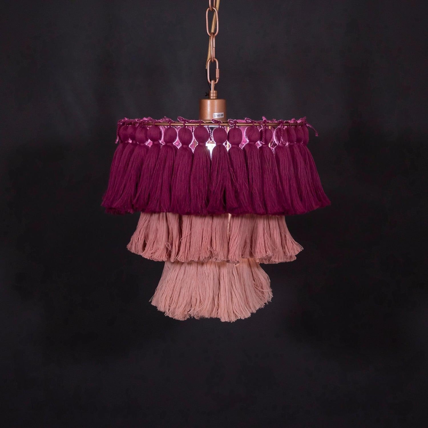 Lustra Chandelier Pink Bohemian Chic Lámpara de Araña Rosa Bohemia Chic