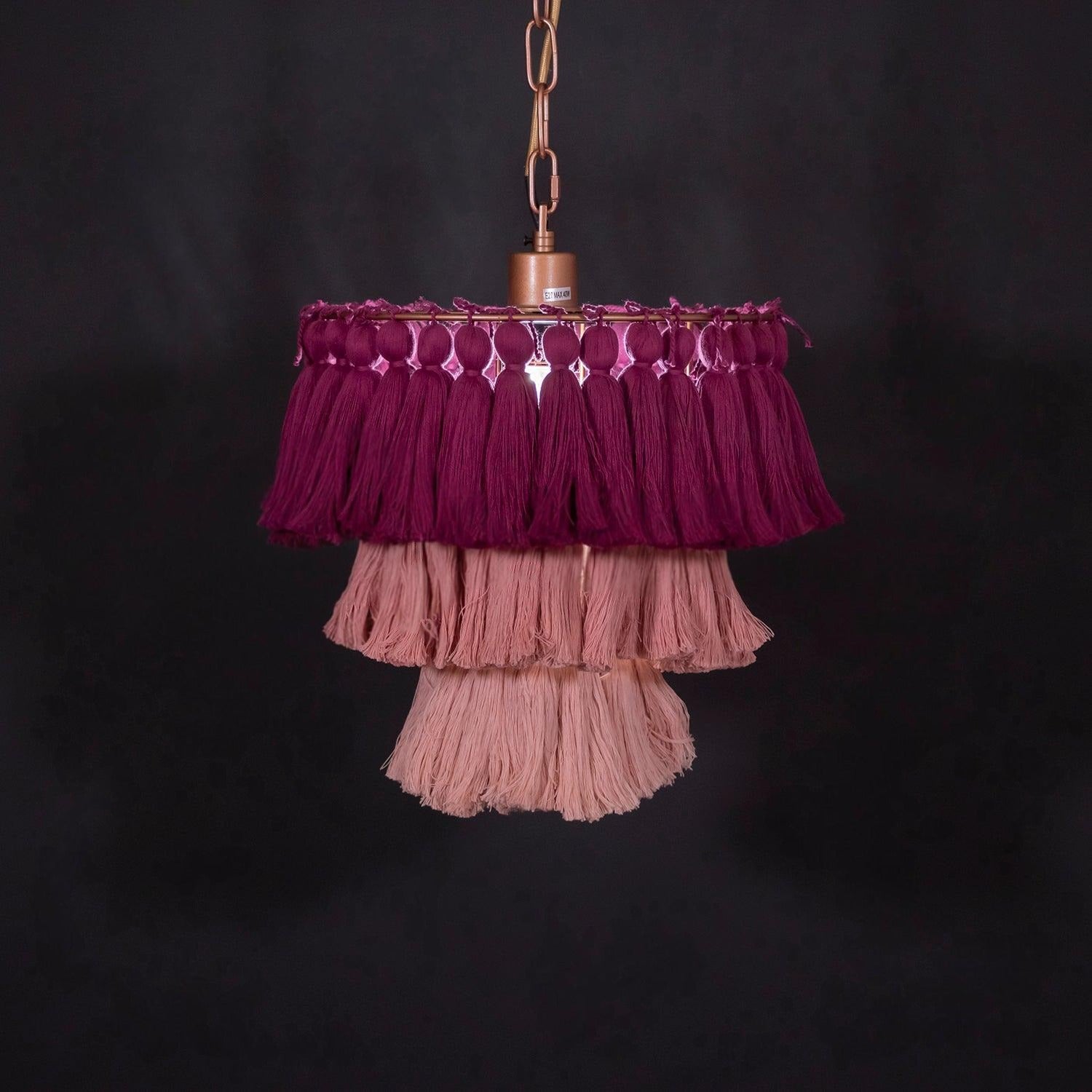 Lustra Chandelier Pink Bohemian Chic Lámpara de Araña Rosa Bohemia Chic
