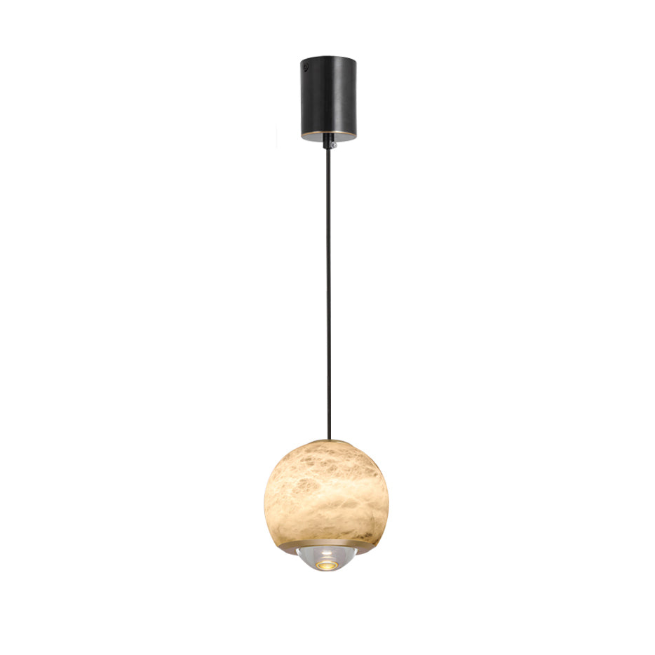 Zephaan Modern Minimalist Brass Alabaster Pendant Light - Lamp Copper