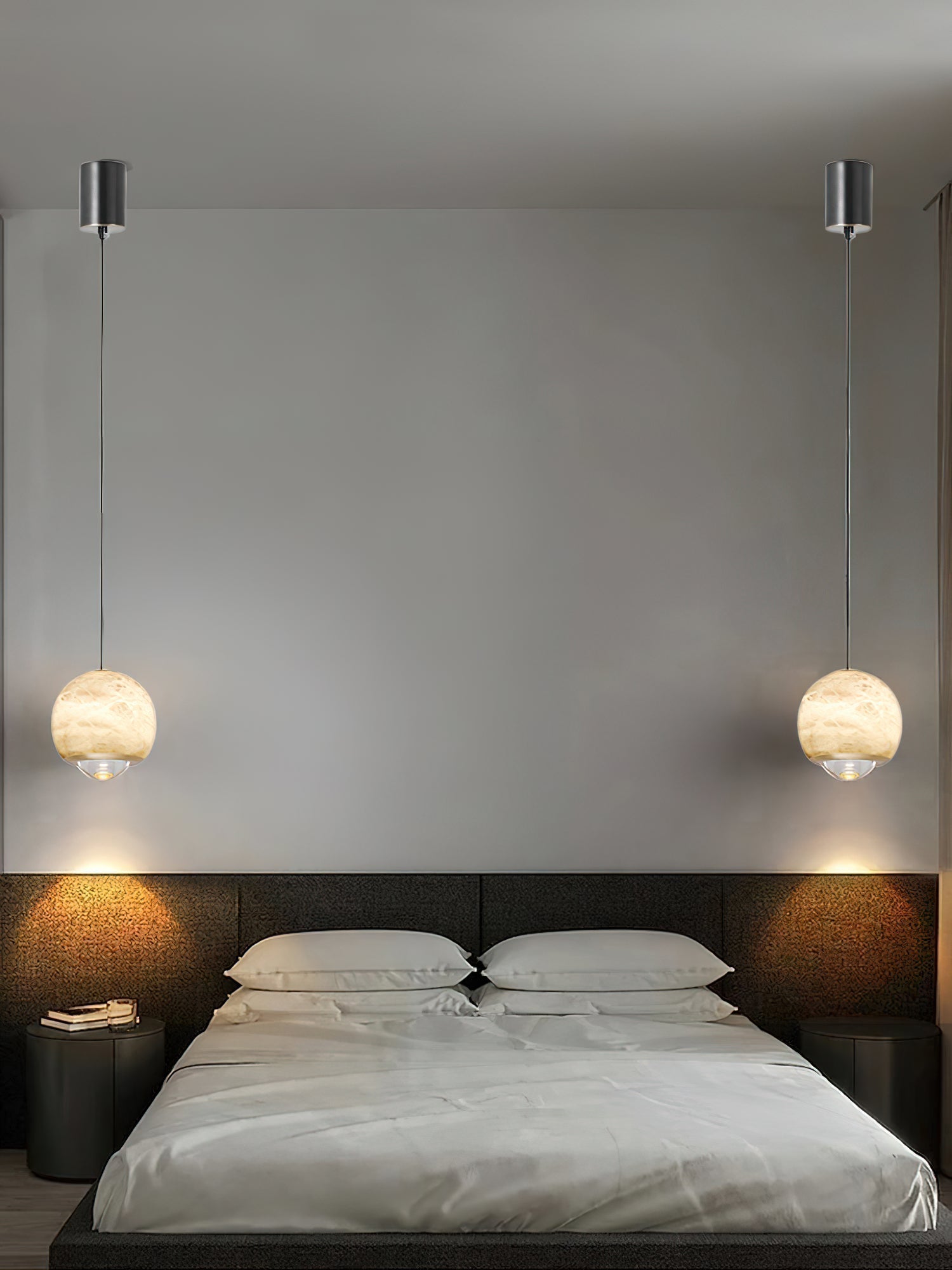 Zephaan Modern Minimalist Brass Alabaster Pendant Light - Lamp Copper