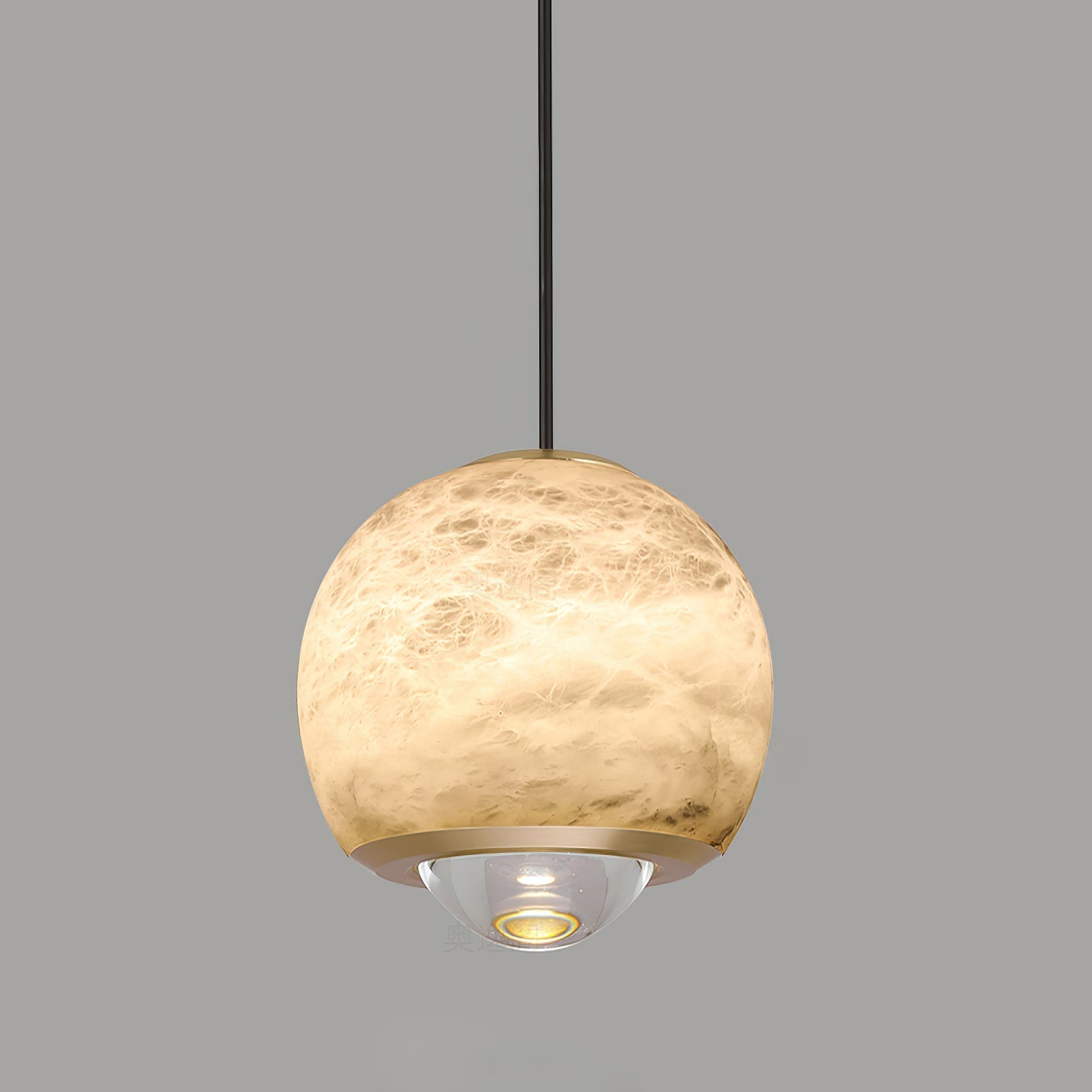 Zephaan Modern Minimalist Brass Alabaster Pendant Light - Lamp Copper