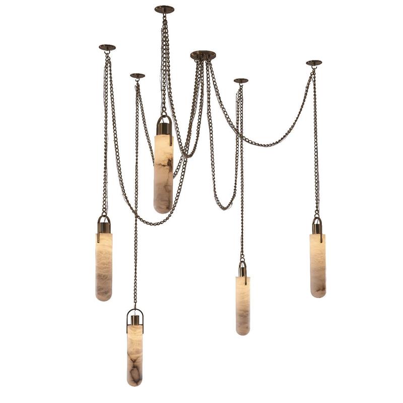 Uphaos Modern Minimalist Alabaster Metal Pendant Lamp - Lamp Copper