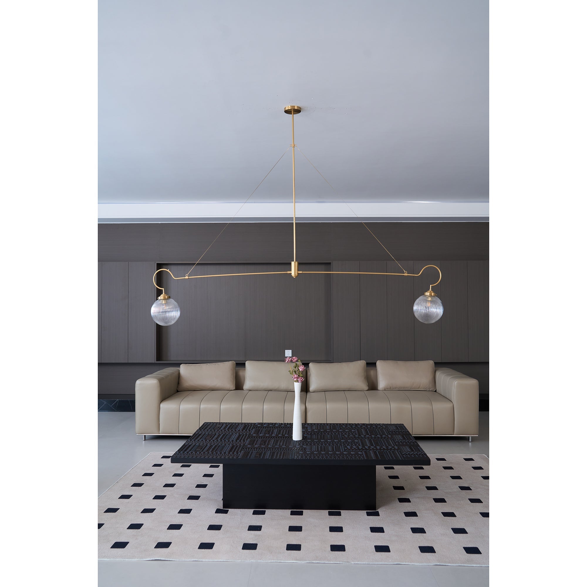Vavenia Modern Minimalist Brass Glass Chandelier - Lamp Copper