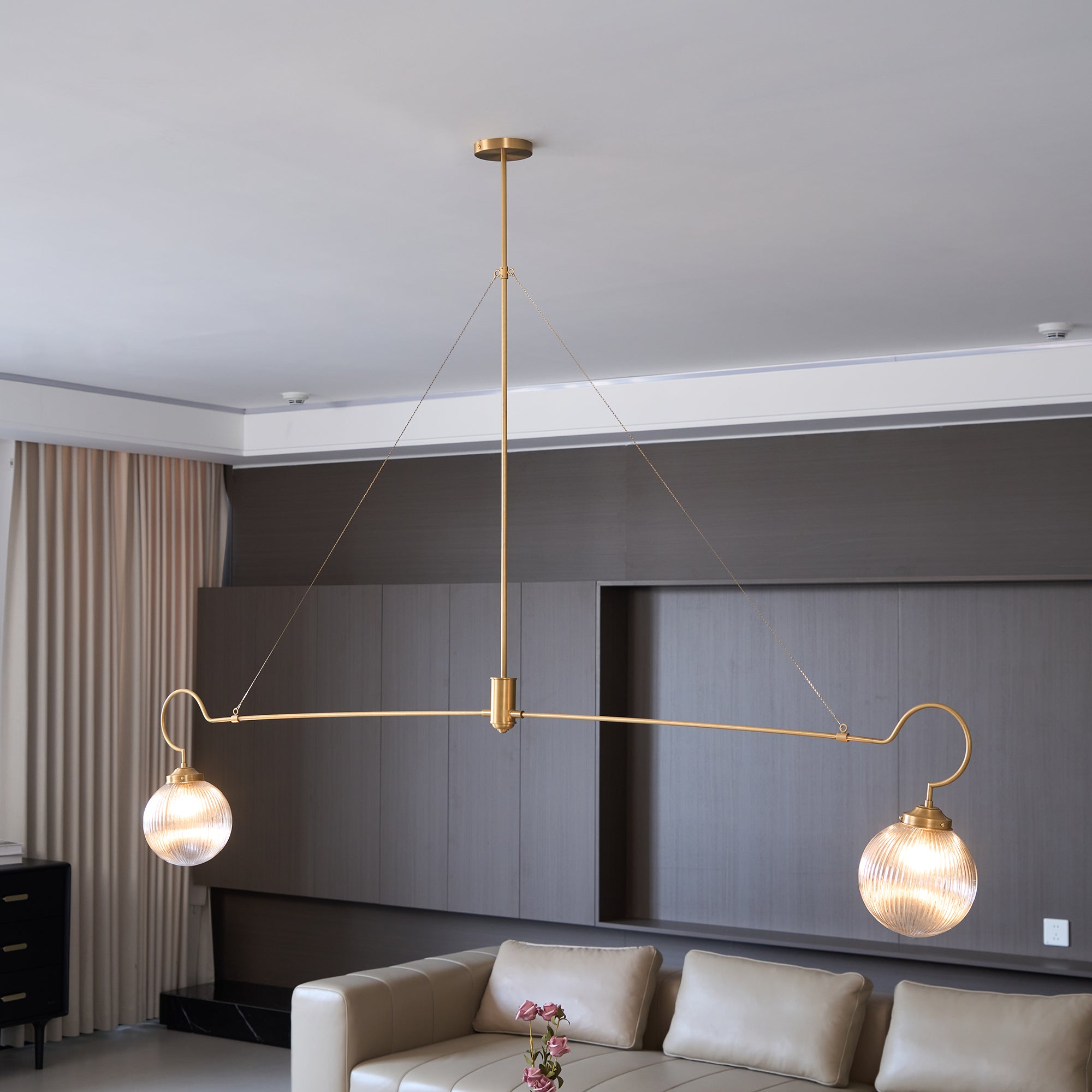 Vavenia Modern Minimalist Brass Glass Chandelier - Lamp Copper