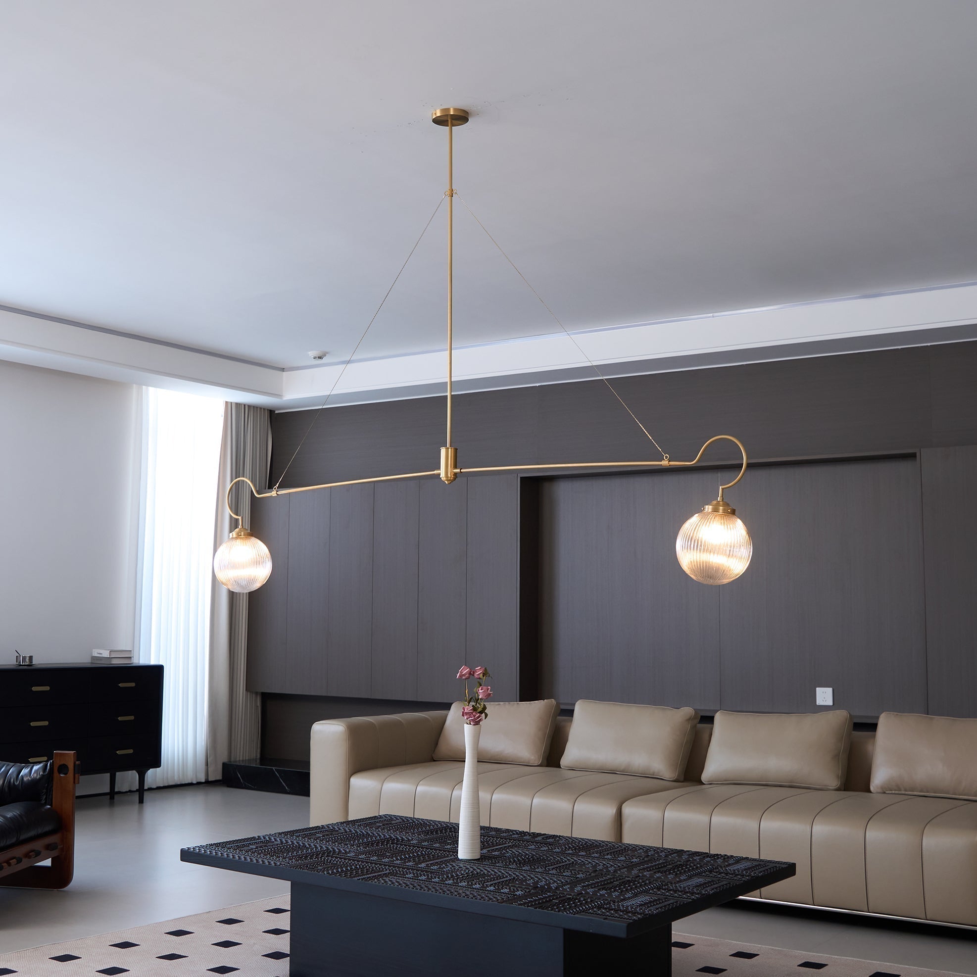 Vavenia Modern Minimalist Brass Glass Chandelier - Lamp Copper