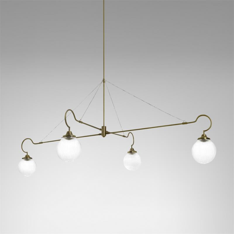 Vavenia Modern Minimalist Brass Glass Chandelier - Lamp Copper