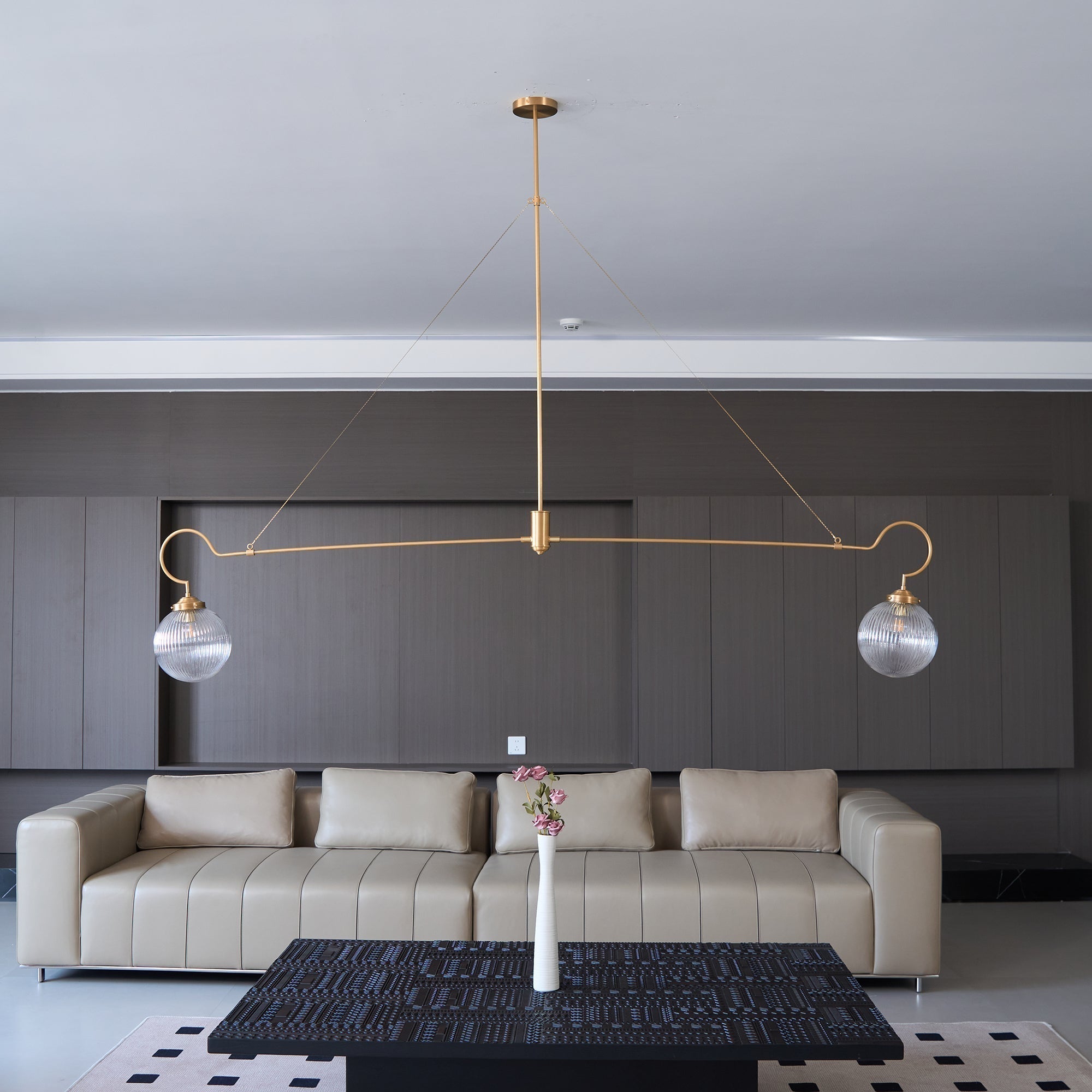 Vavenia Modern Minimalist Brass Glass Chandelier - Lamp Copper