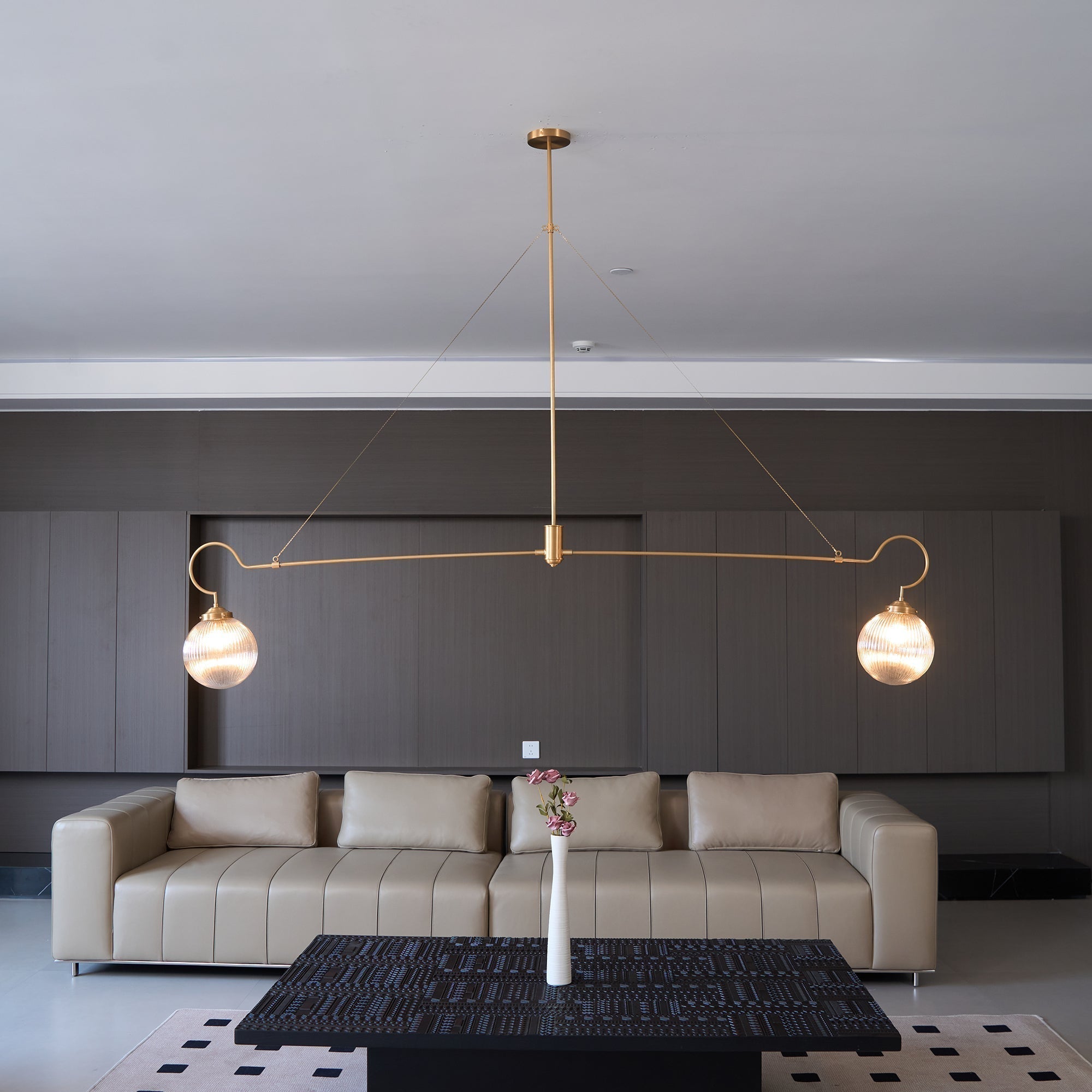 Vavenia Modern Minimalist Brass Glass Chandelier - Lamp Copper