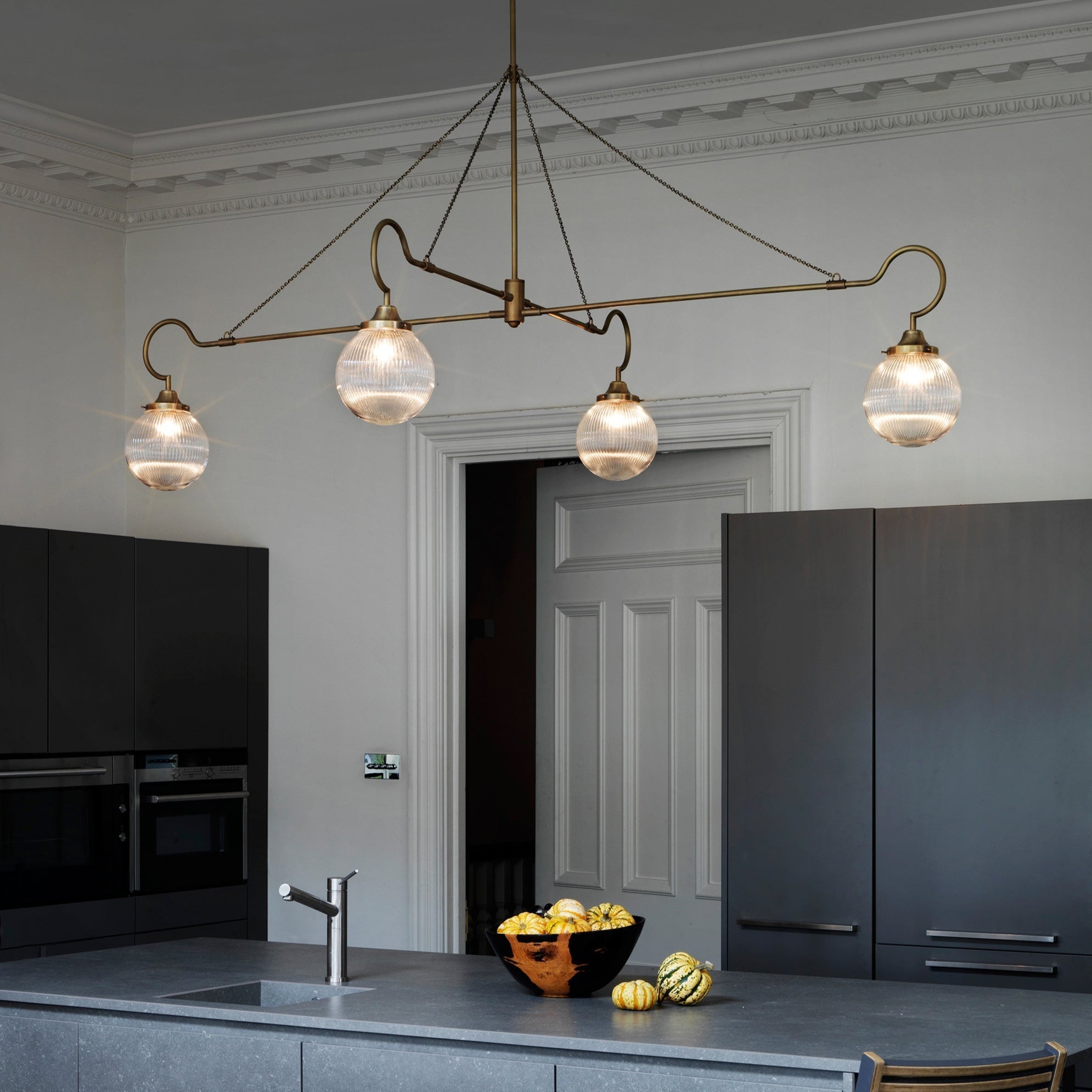 Vavenia Modern Minimalist Brass Glass Chandelier - Lamp Copper