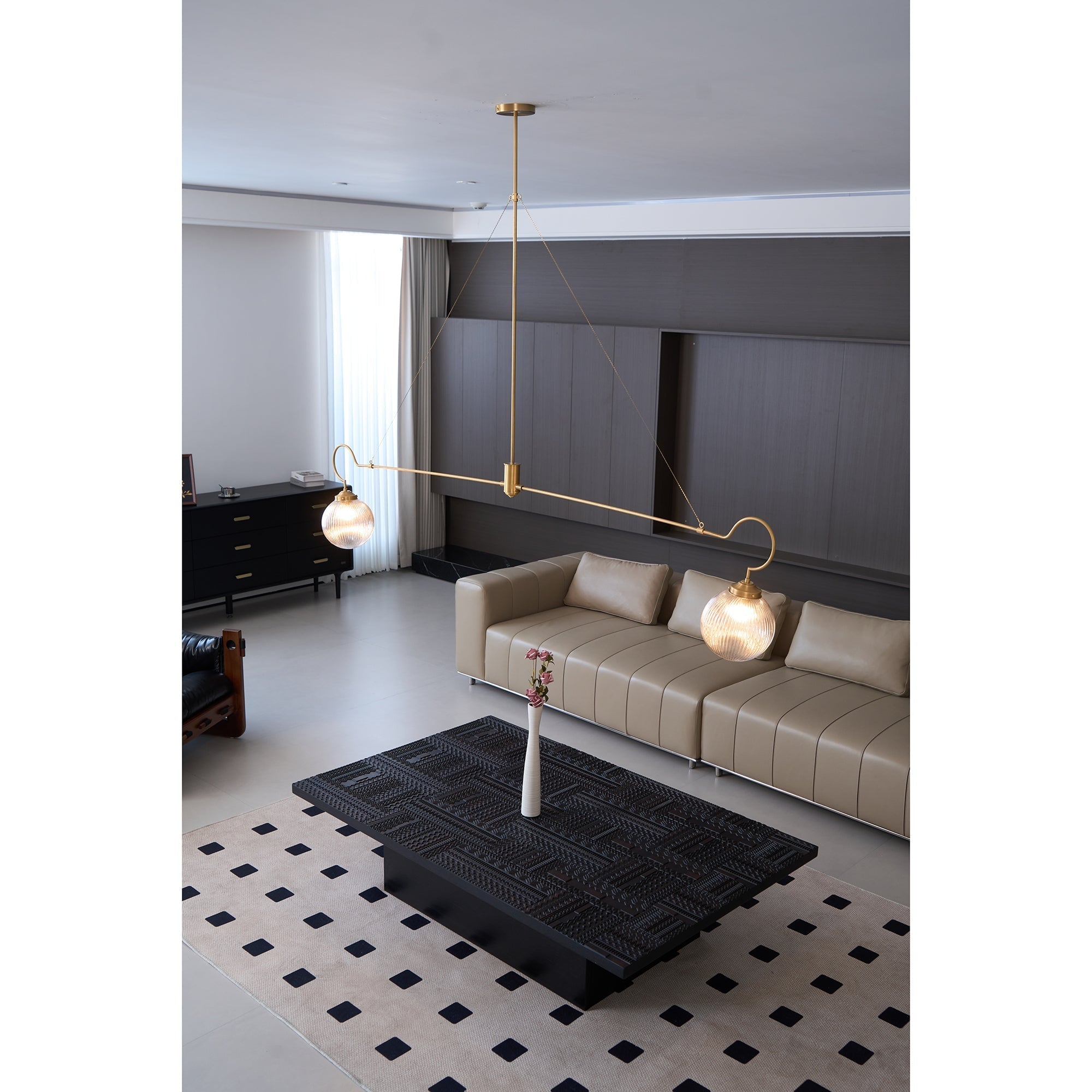 Vavenia Modern Minimalist Brass Glass Chandelier - Lamp Copper