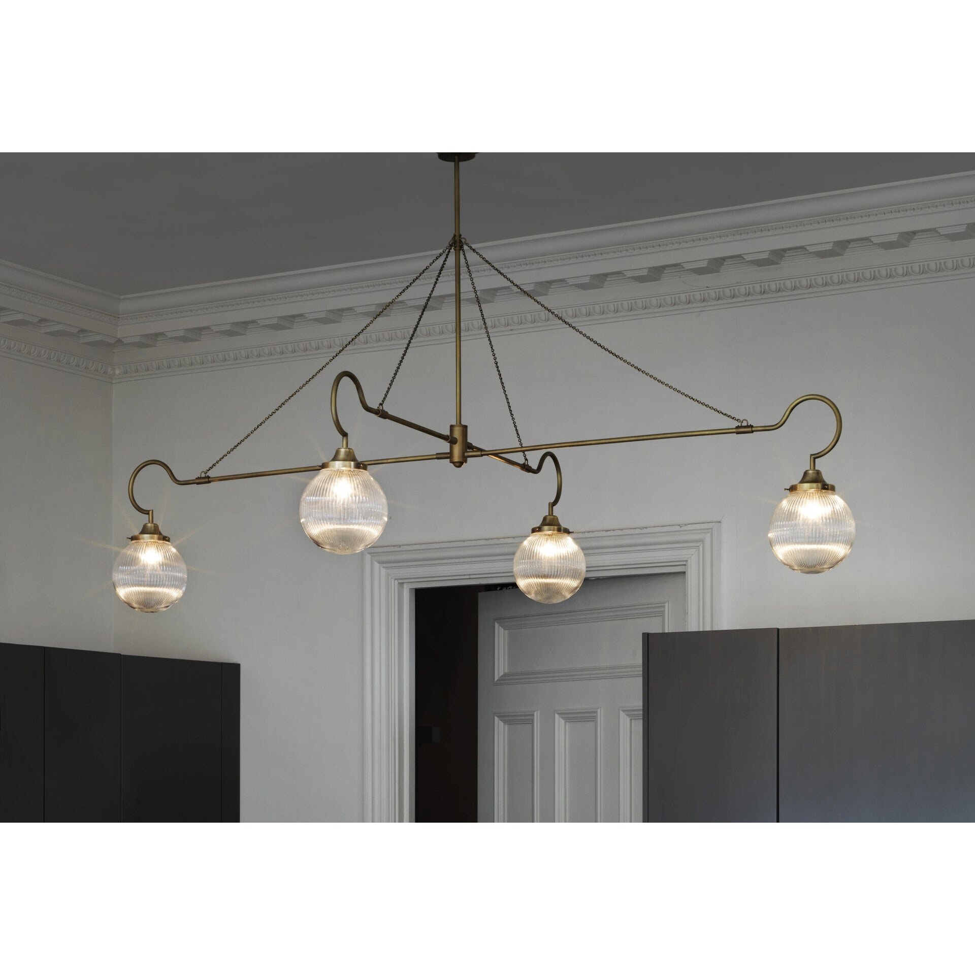 Vavenia Modern Minimalist Brass Glass Chandelier - Lamp Copper