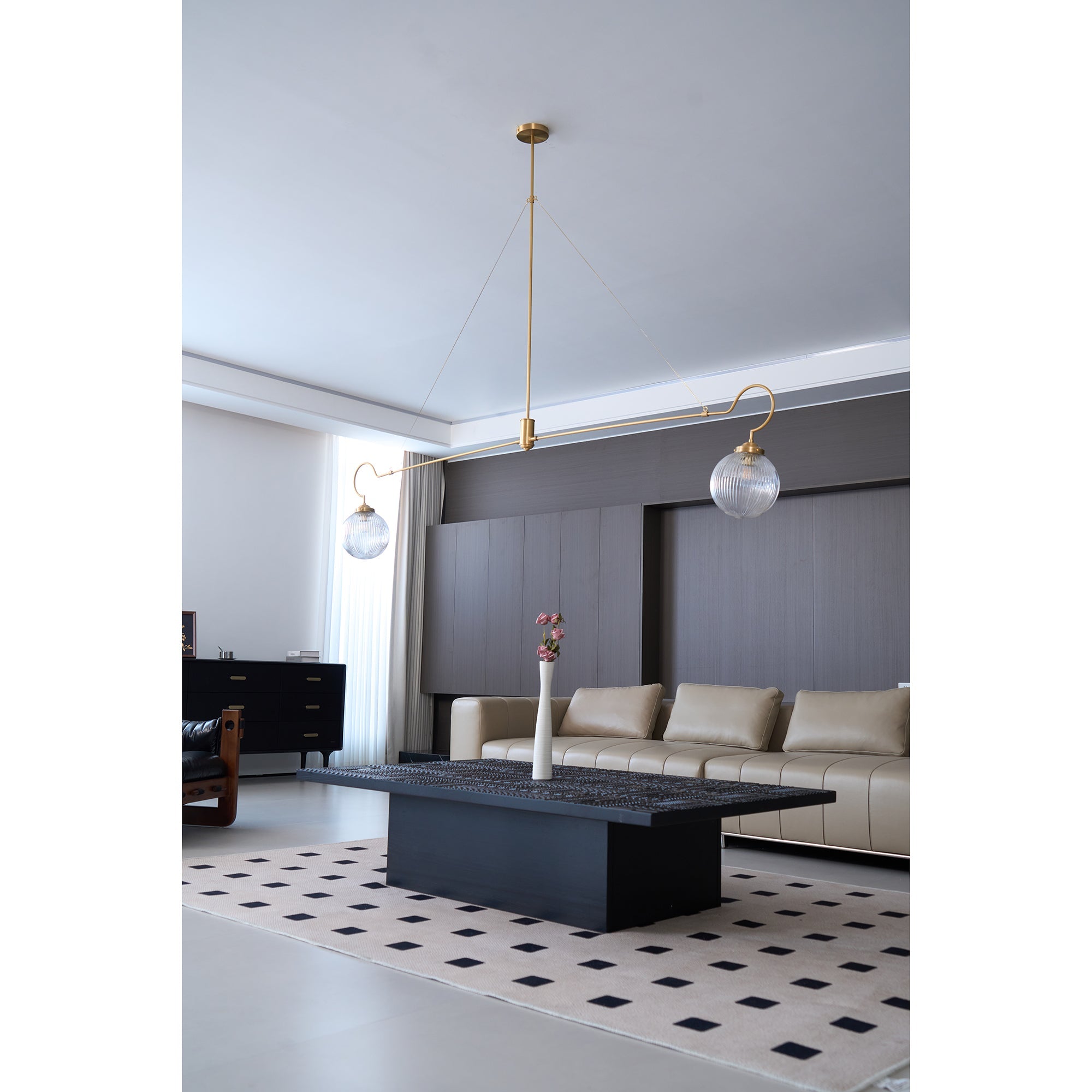 Vavenia Modern Minimalist Brass Glass Chandelier - Lamp Copper