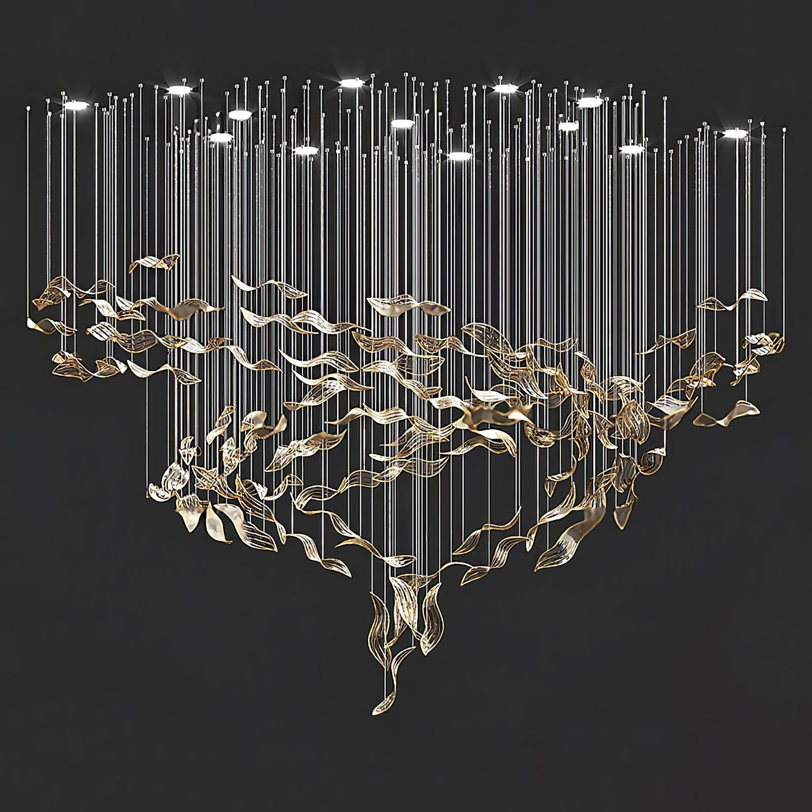 Lustra Chandelier Cascading Leaf Luxe - Letslighting