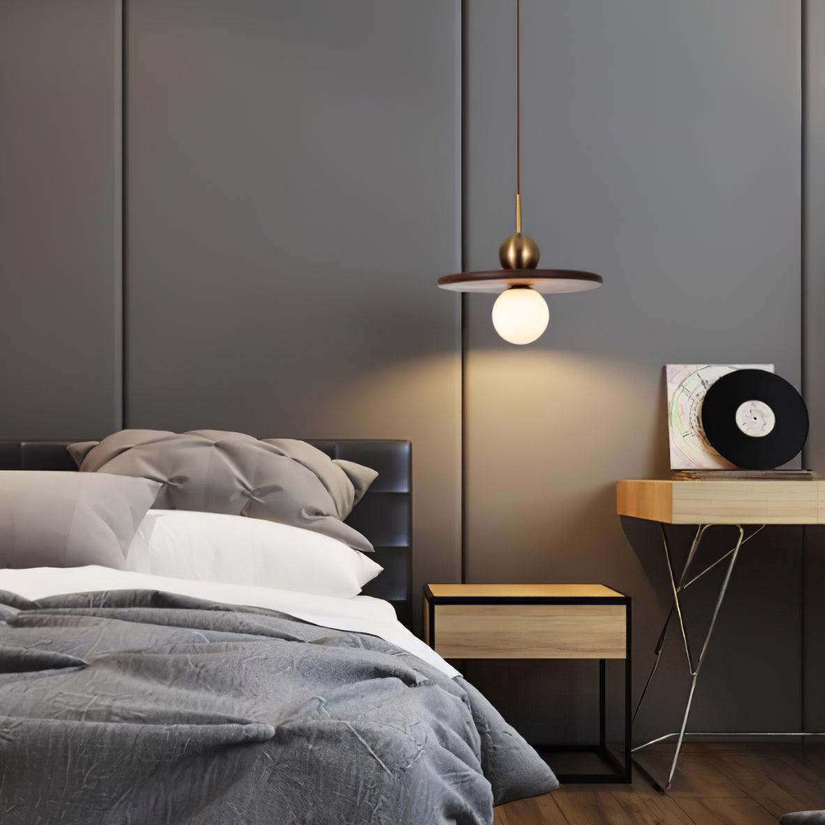 Flying Saucer Walnut Pendant Lamp - Letslighting