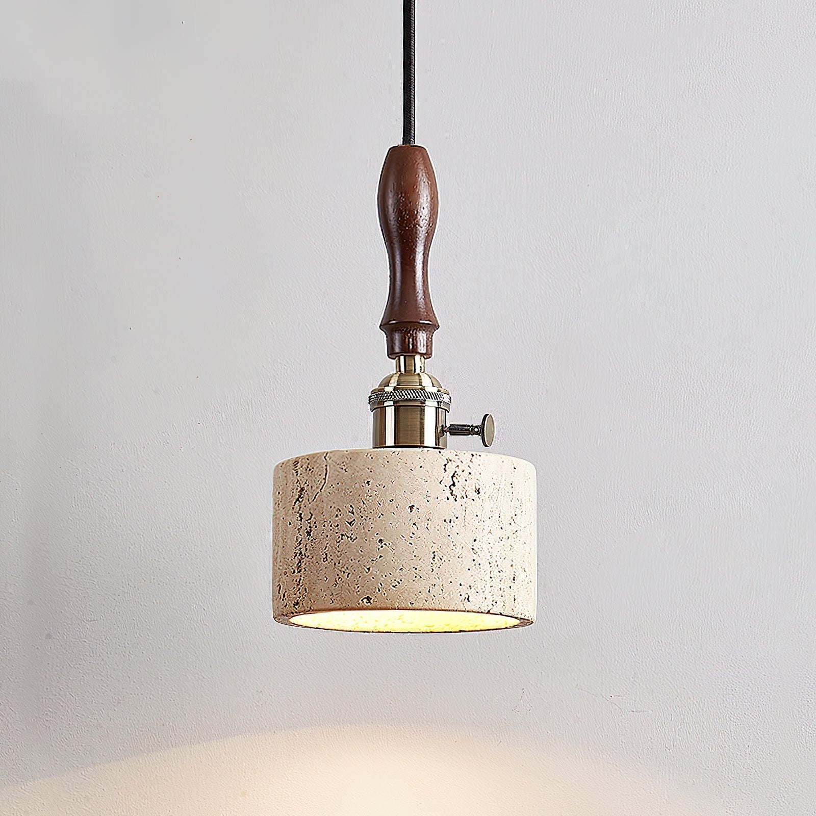 Sycaran Modern Minimalist Walnut Travertine Pendant Lamp - Lamp Copper