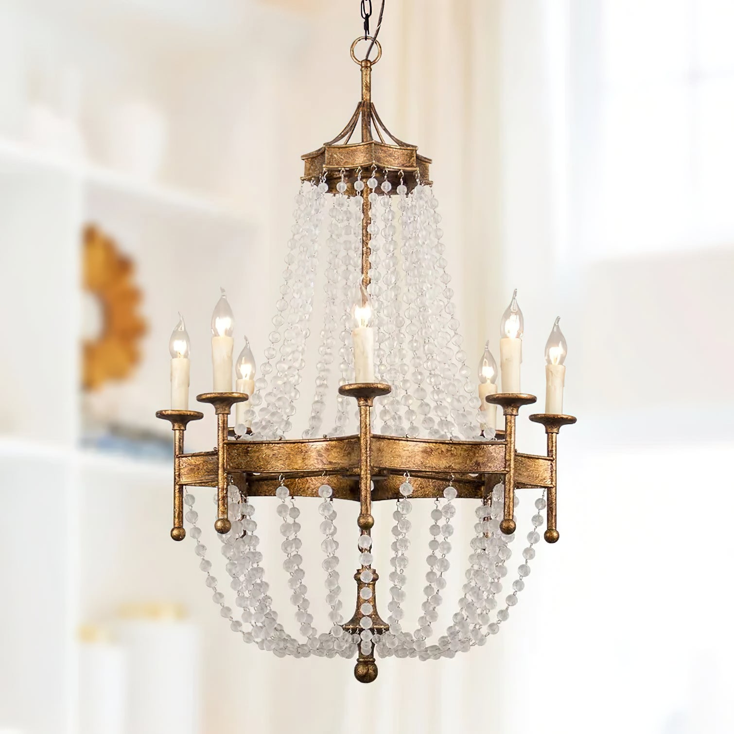Zavela Postmodern Luxury Bead Crystal Chandelier - Lamp Copper