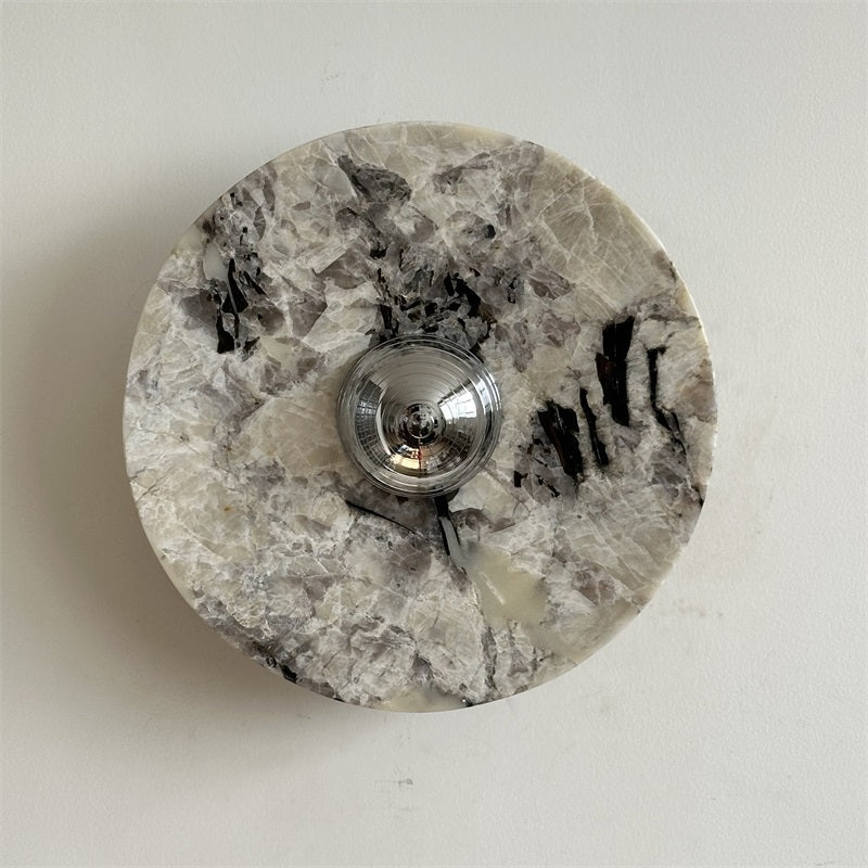 Zeno Modern Minimalist Round Chrome Marble Metal Wall Sconce - Lamp Copper