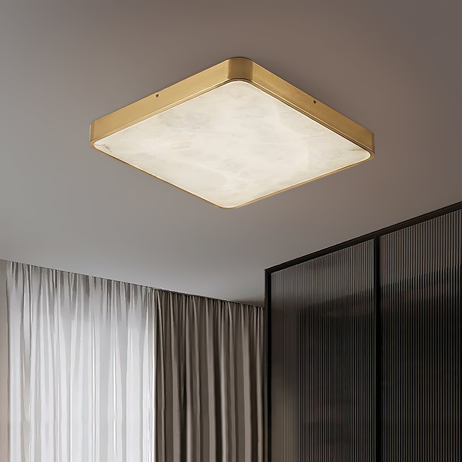 Uzoror Modern Minimalist Recessed Alabaster Ceiling Light - Lamp Copper