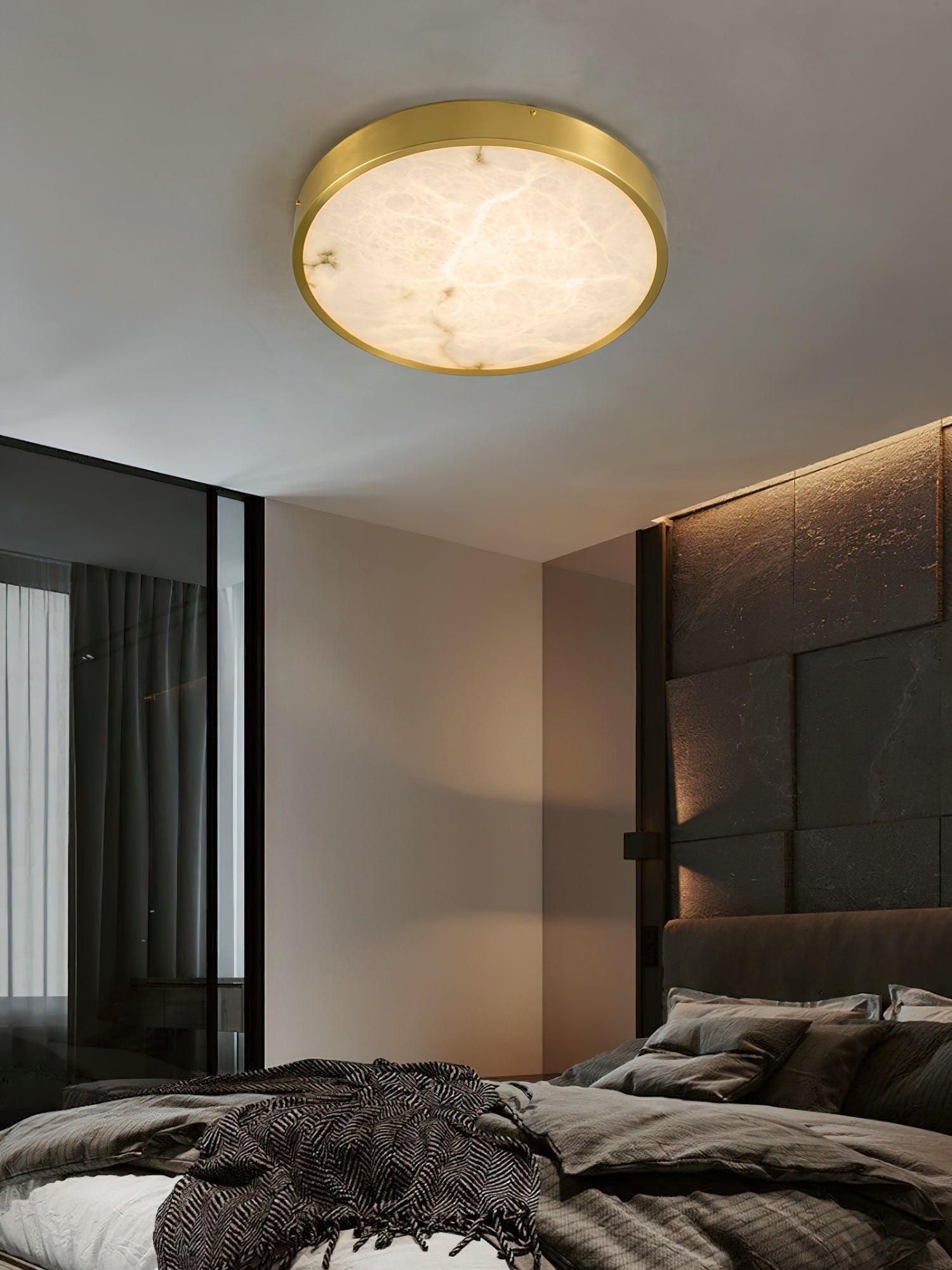 Uzoror Modern Minimalist Recessed Alabaster Ceiling Light - Lamp Copper