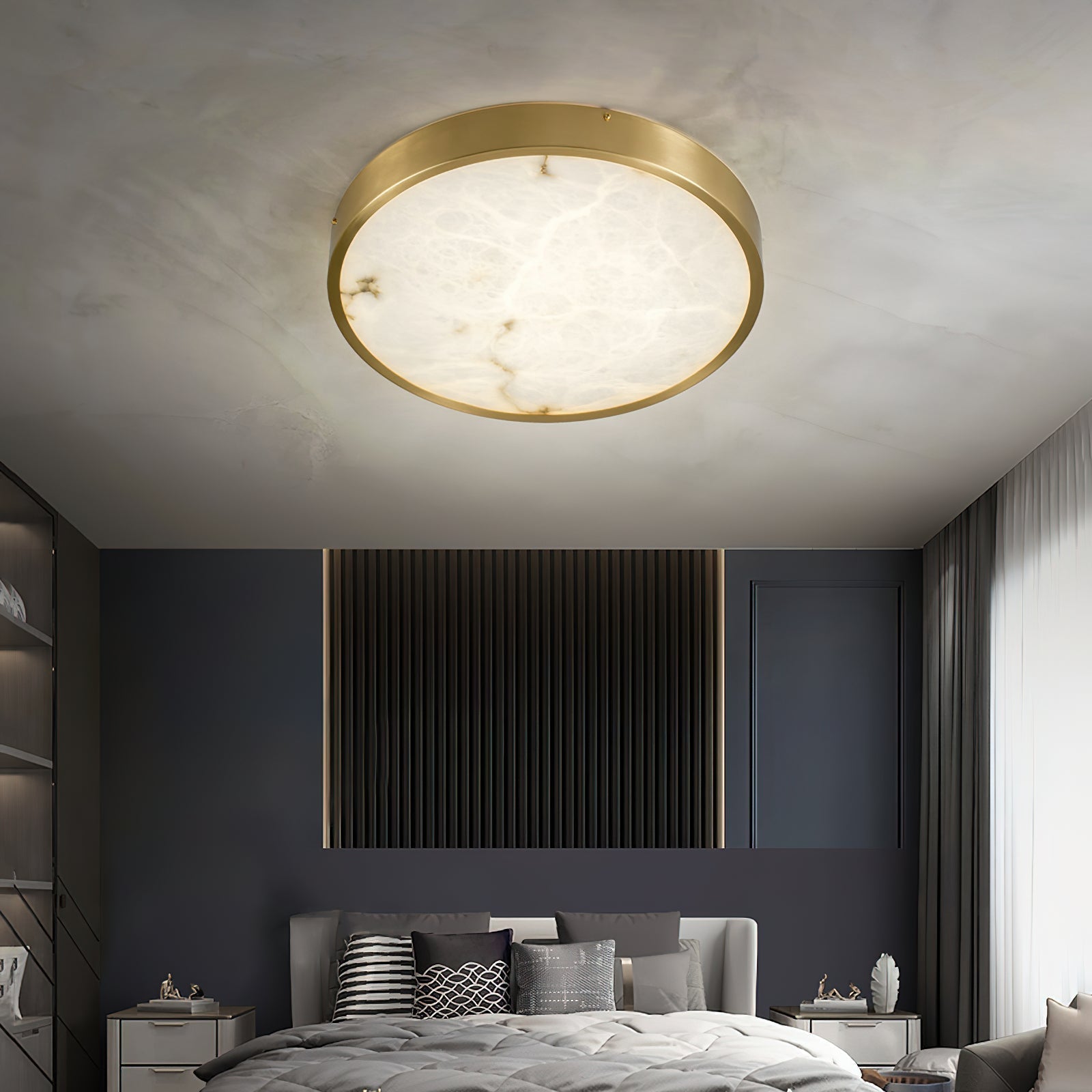 Uzoror Modern Minimalist Recessed Alabaster Ceiling Light - Lamp Copper
