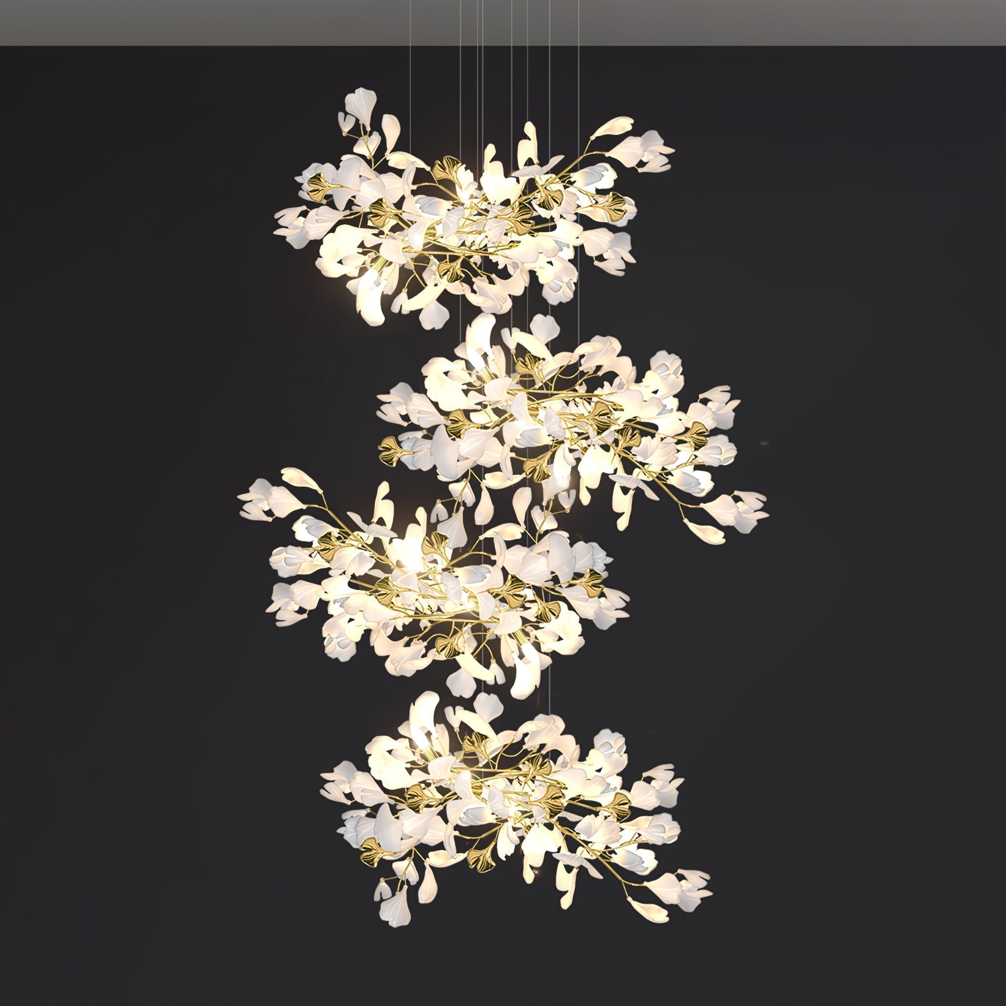 Eurzoris Gingko Metal Leaf Chandelier - Letslighting