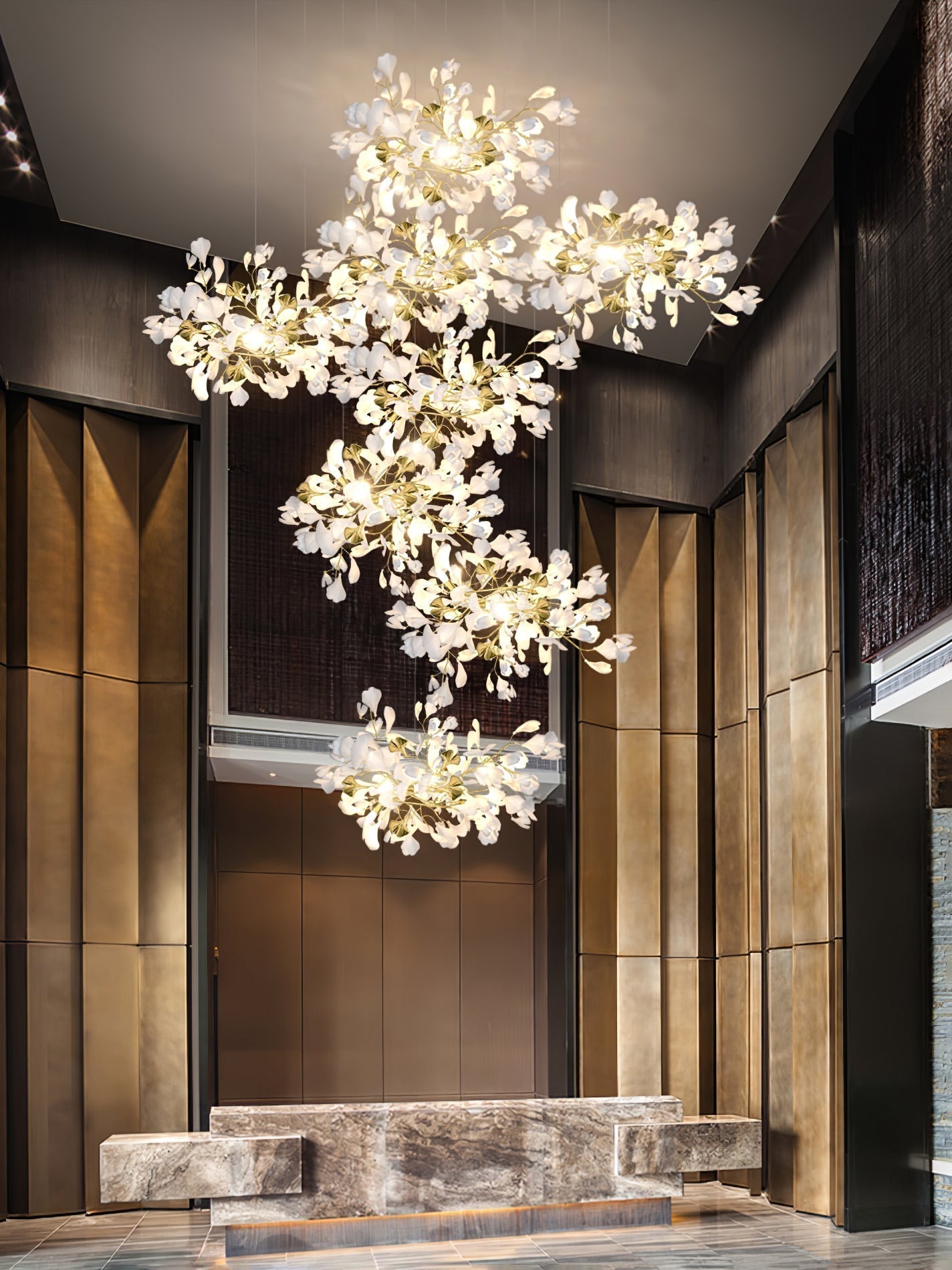 Eurzoris Gingko Metal Leaf Chandelier - Letslighting