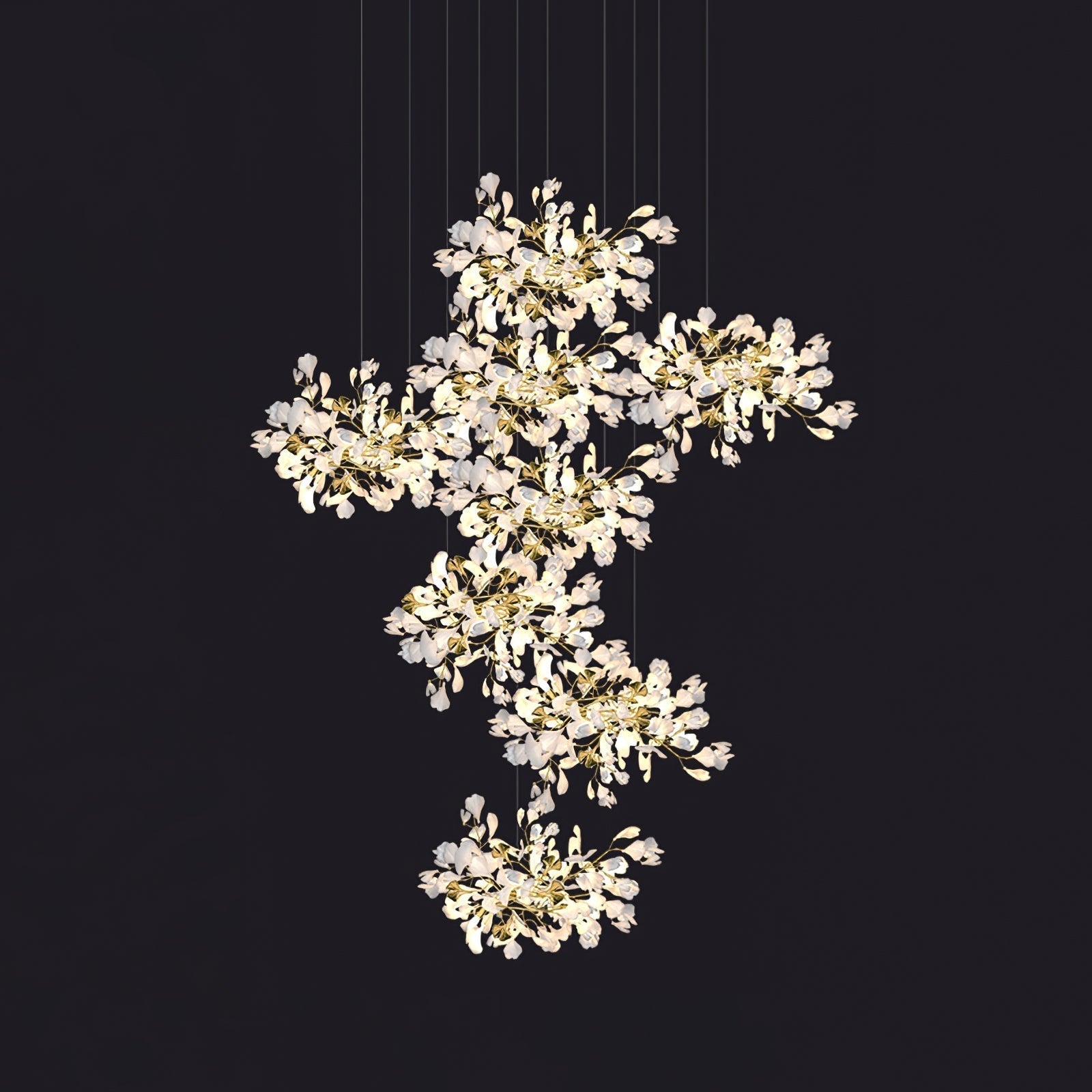 Eurzoris Gingko Metal Leaf Chandelier - Letslighting