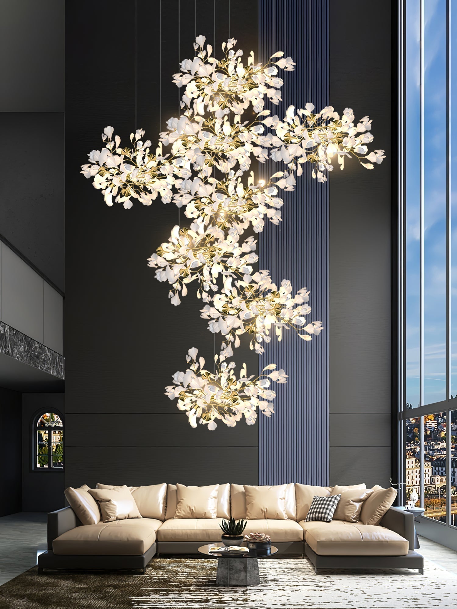 Eurzoris Gingko Metal Leaf Chandelier - Letslighting