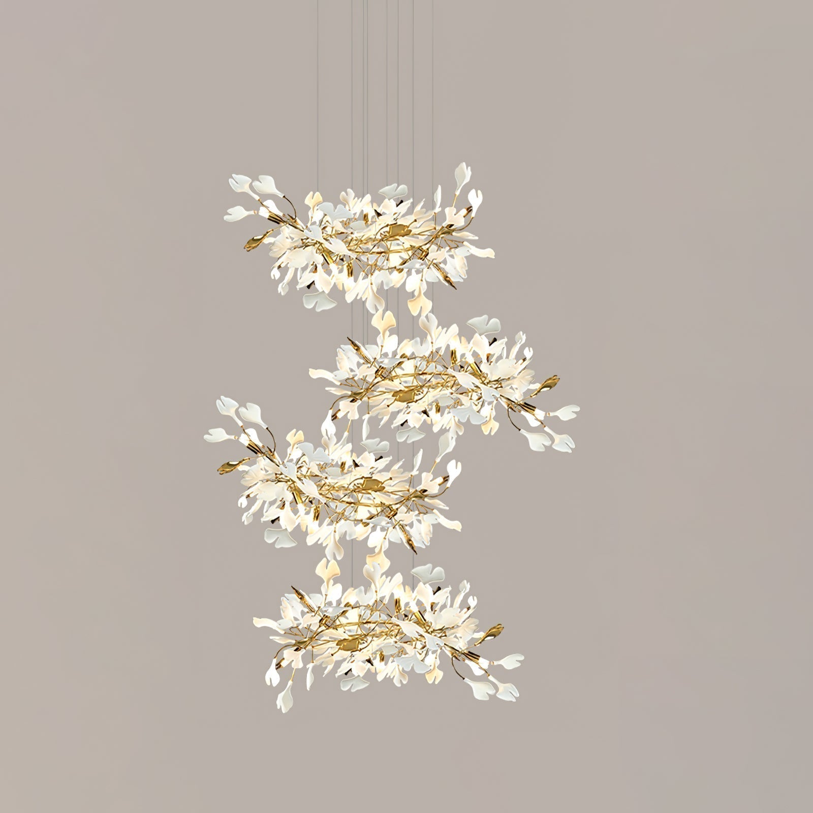 Eurzoris Gingko Metal Leaf Chandelier - Letslighting