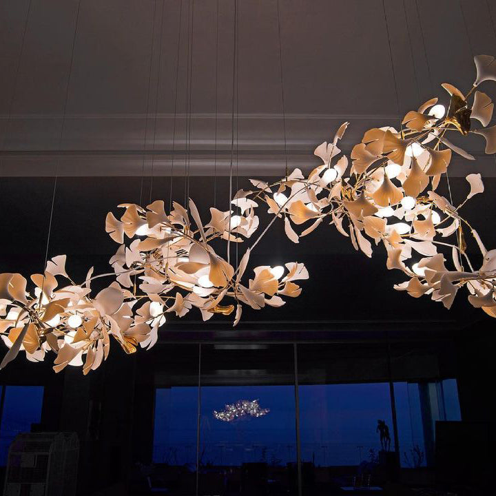 Eurzoris Gingko Metal Leaf Chandelier - Letslighting